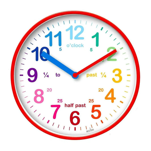 Acctim Time Teaching Red Kids Wall Clock