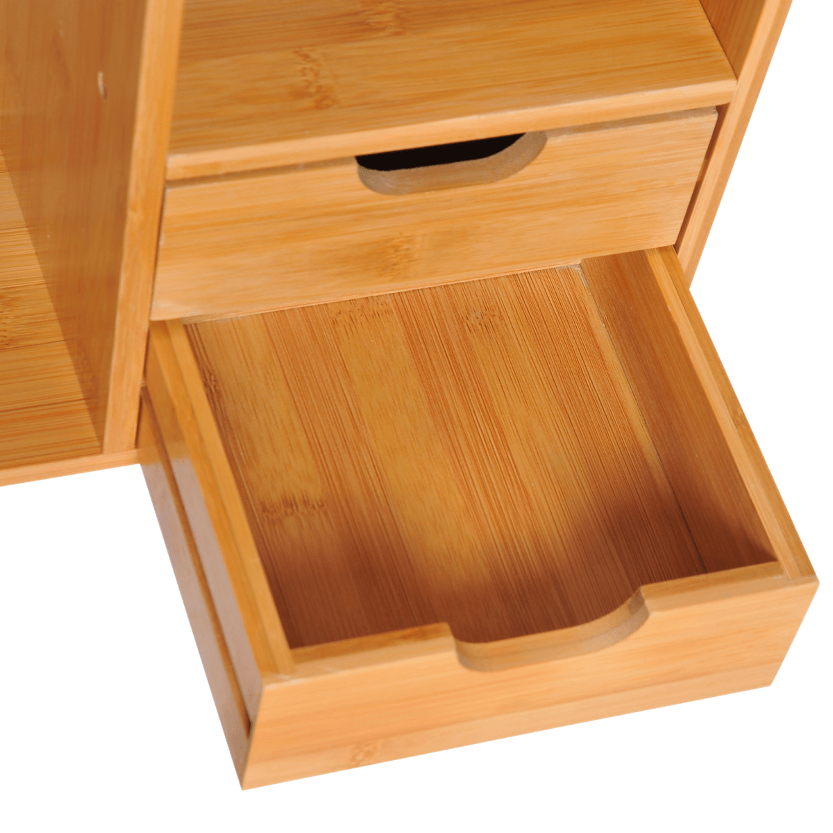 Bamboo Desk Organiser Desktop Bookshelf with 2 Drawers
