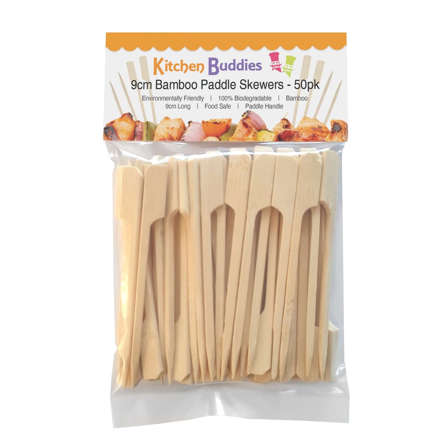 9cm Bamboo Paddle Skewers - Pack of 50 | Bamboo Cocktail Picks for Kebabs, Burgers, Appetisers, Fruit, BBQ & Crafts (50, 9cm / 3½ Inch)