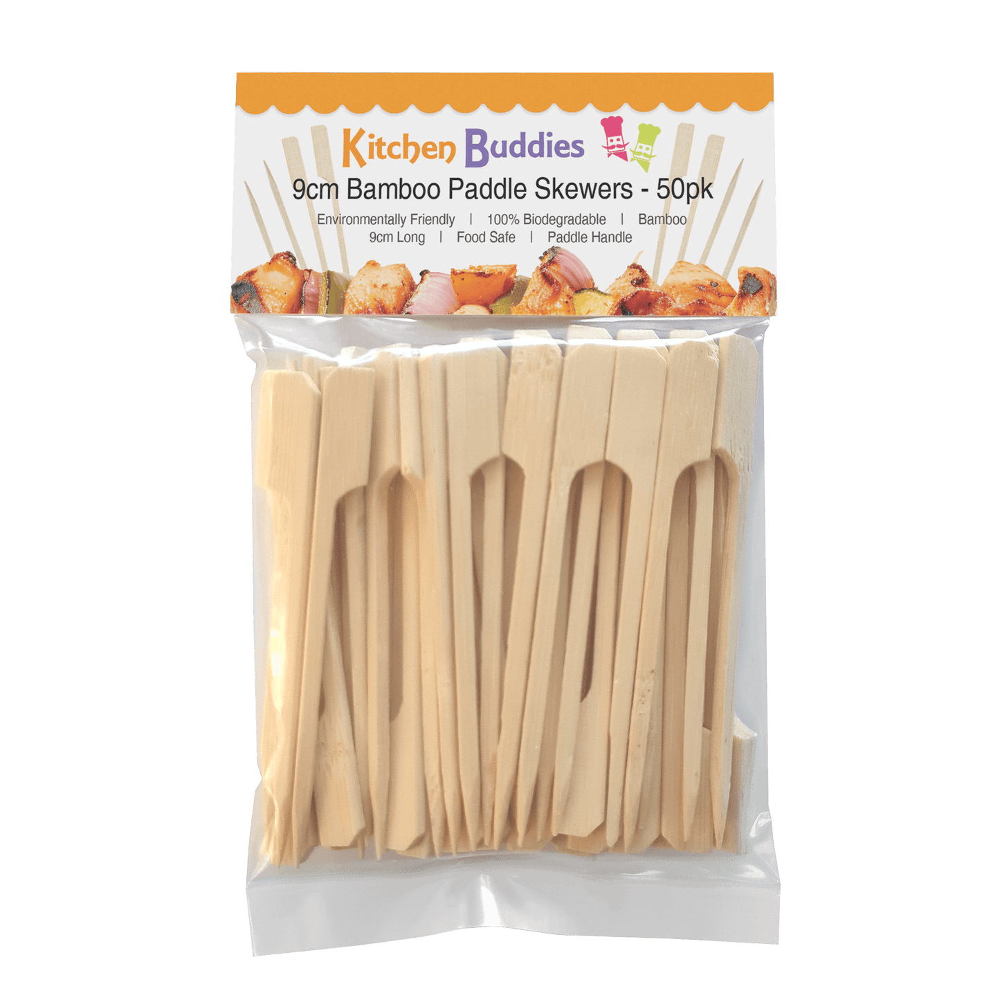 9cm Bamboo Paddle Skewers - Pack of 50 | Bamboo Cocktail Picks for Kebabs, Burgers, Appetisers, Fruit, BBQ & Crafts (50, 9cm / 3½ Inch)