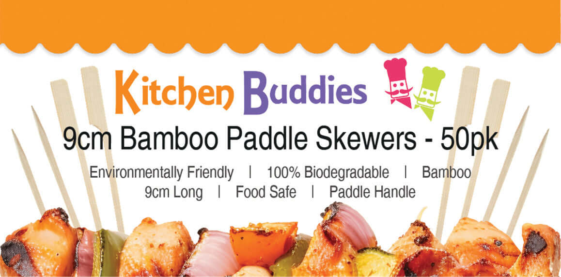 9cm Bamboo Paddle Skewers - Pack of 50 | Bamboo Cocktail Picks for Kebabs, Burgers, Appetisers, Fruit, BBQ & Crafts (50, 9cm / 3½ Inch)
