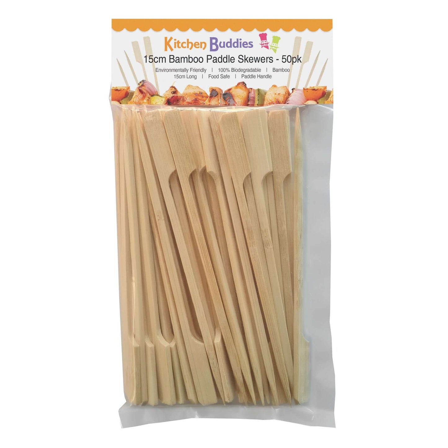 15cm Bamboo Paddle Skewers - Pack of 50 | Bamboo Cocktail Picks for Kebabs, Burgers, Appetisers, Fruit, BBQ & Crafts (50, 15cm / 6 Inch)