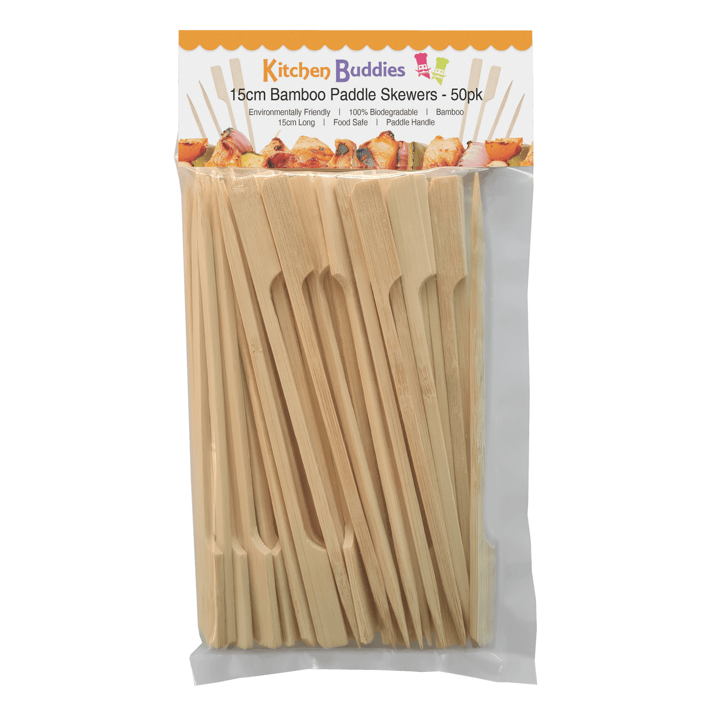 15cm Bamboo Paddle Skewers - Pack of 50 | Bamboo Cocktail Picks for Kebabs, Burgers, Appetisers, Fruit, BBQ & Crafts (50, 15cm / 6 Inch)