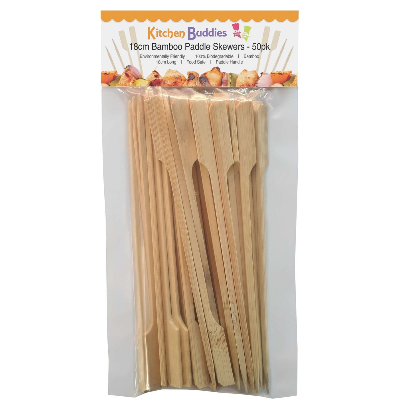 18cm Bamboo Paddle Skewers - Pack of 50 | Bamboo Cocktail Picks for Kebabs, Burgers, Appetisers, Fruit, BBQ & Crafts (50, 18cm / 7 Inch)