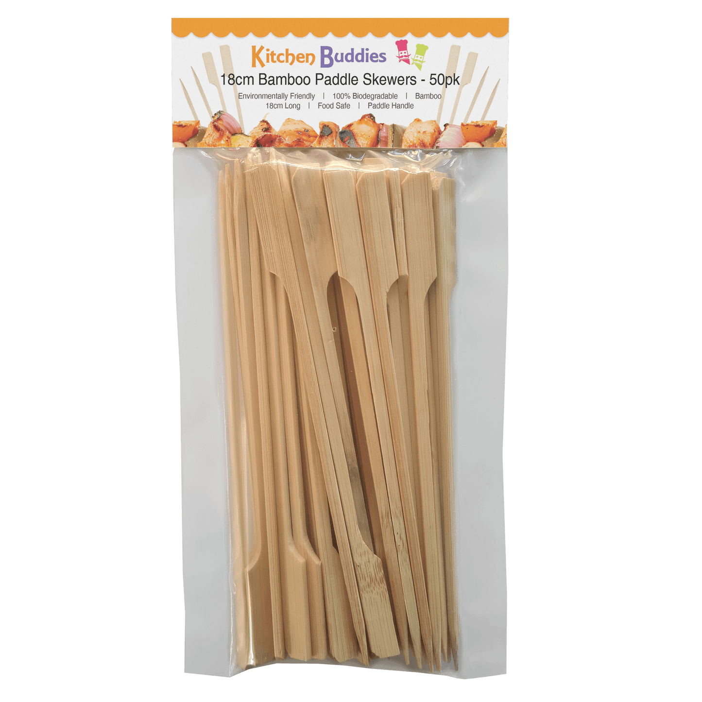 18cm Bamboo Paddle Skewers - Pack of 50 | Bamboo Cocktail Picks for Kebabs, Burgers, Appetisers, Fruit, BBQ & Crafts (50, 18cm / 7 Inch)