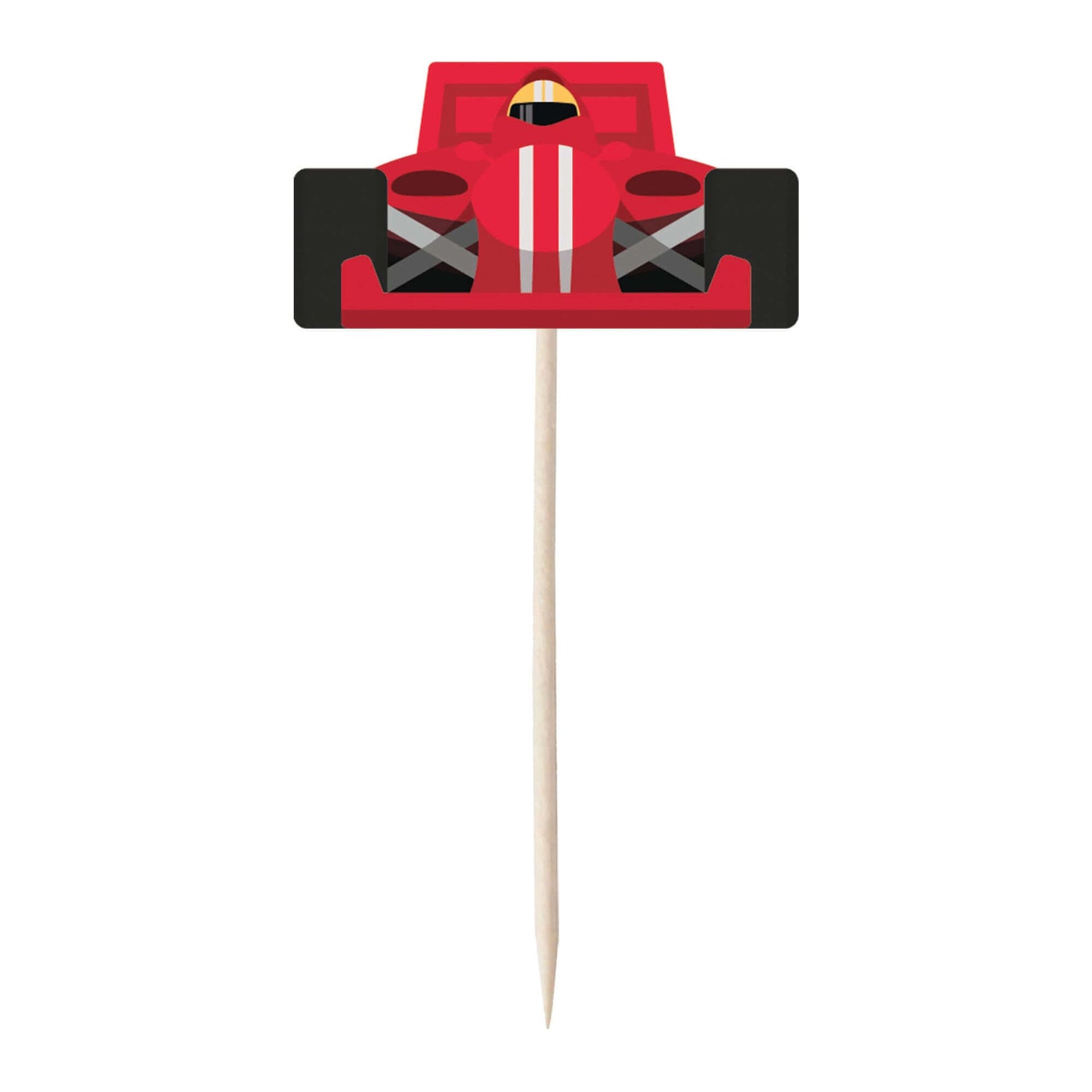 Racing Car & Chequered Flag Cupcake Toppers Set - 24pc - Birthday Celebration Cupcake & Cake Decorations