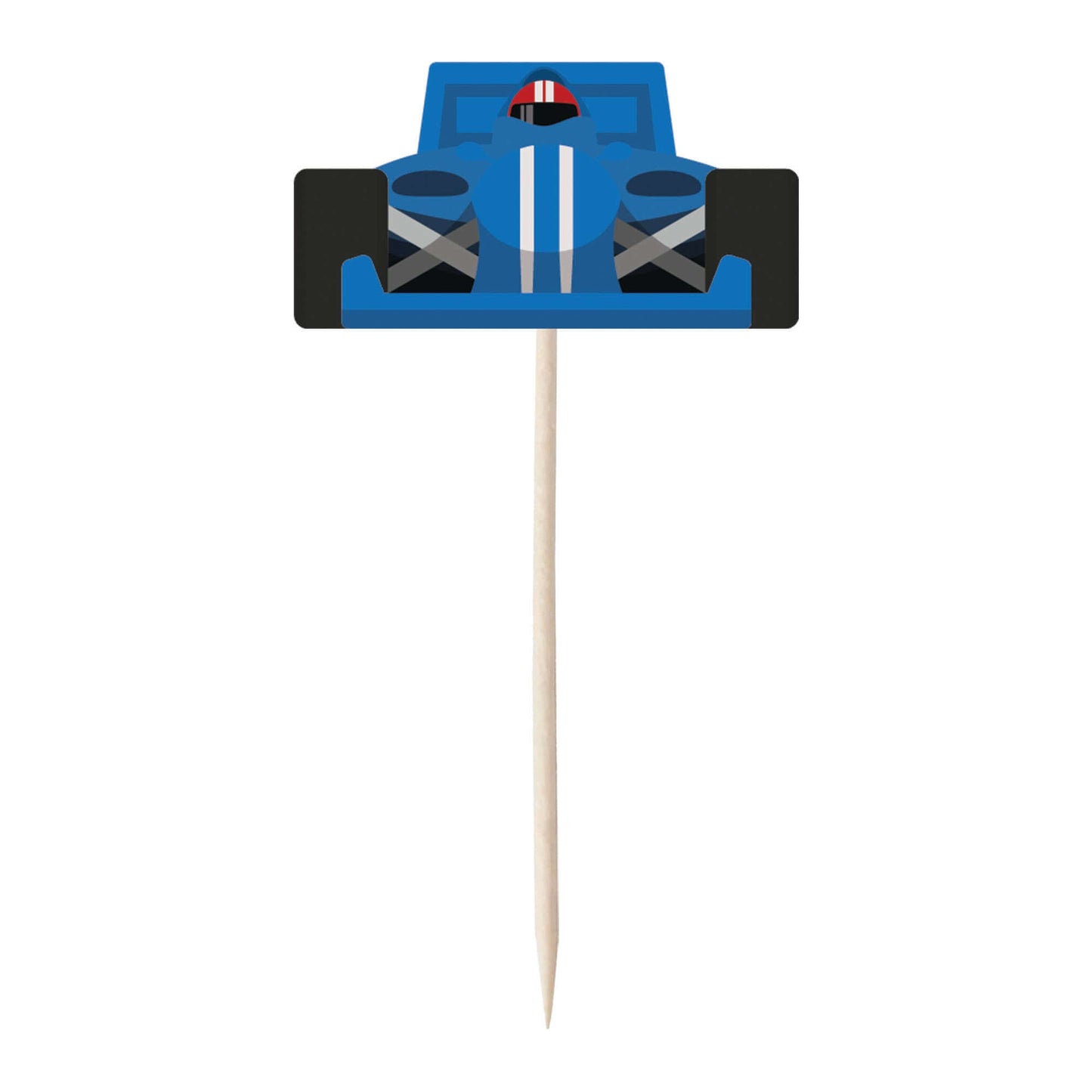 Racing Car & Chequered Flag Cupcake Toppers Set - 24pc - Birthday Celebration Cupcake & Cake Decorations