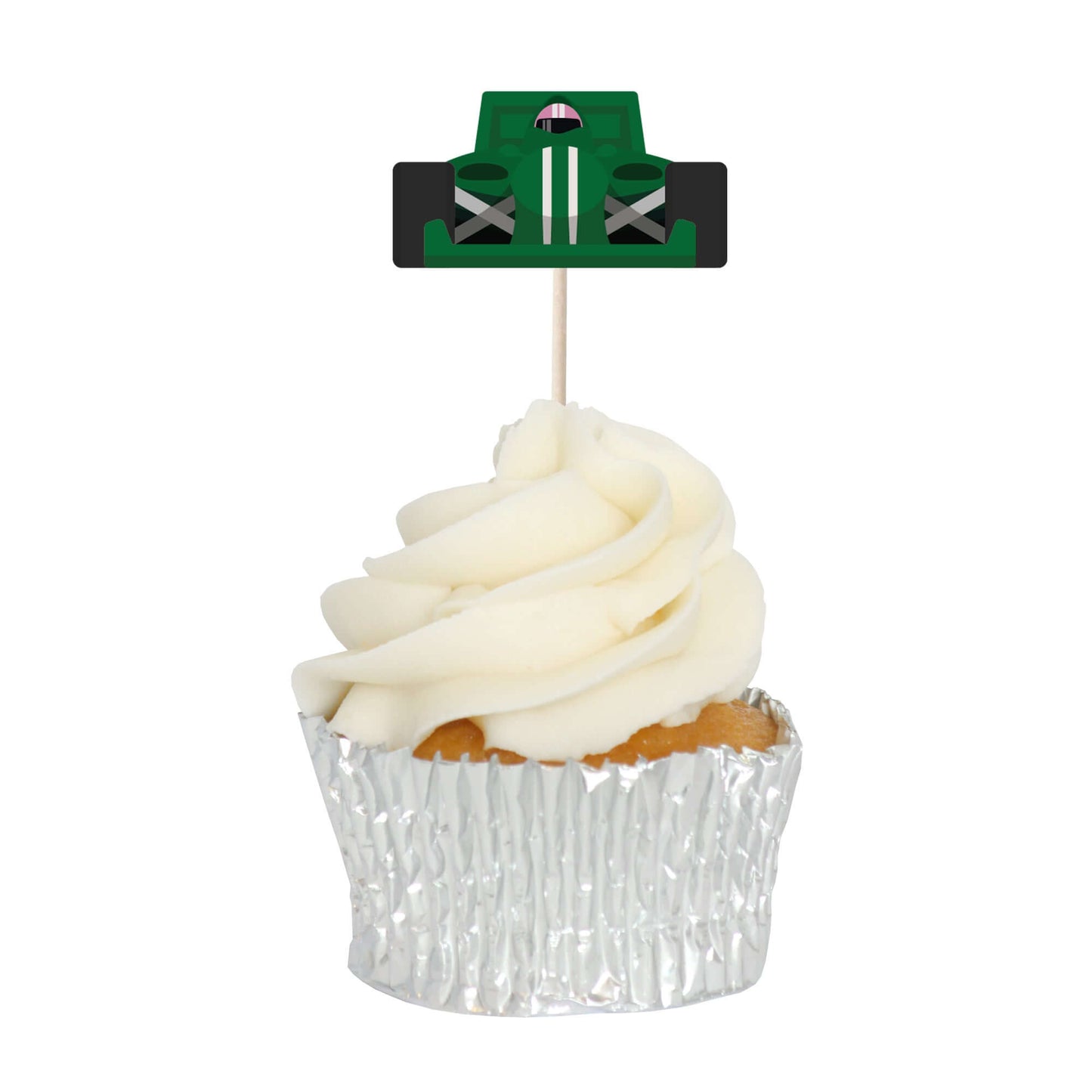 Racing Car & Chequered Flag Cupcake Toppers Set - 24pc - Birthday Celebration Cupcake & Cake Decorations