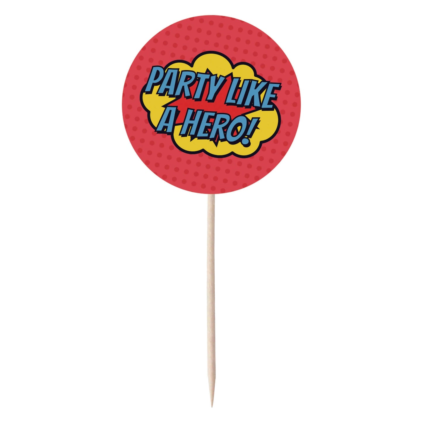 Superhero Comic Book Cupcake Toppers Set - 24pc - Birthday Celebration Cupcake & Cake Decorations
