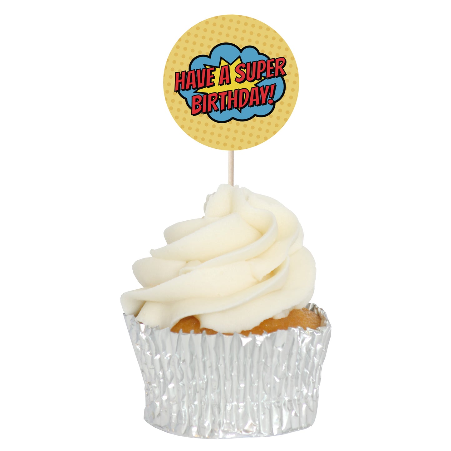 Superhero Comic Book Cupcake Toppers Set - 24pc - Birthday Celebration Cupcake & Cake Decorations