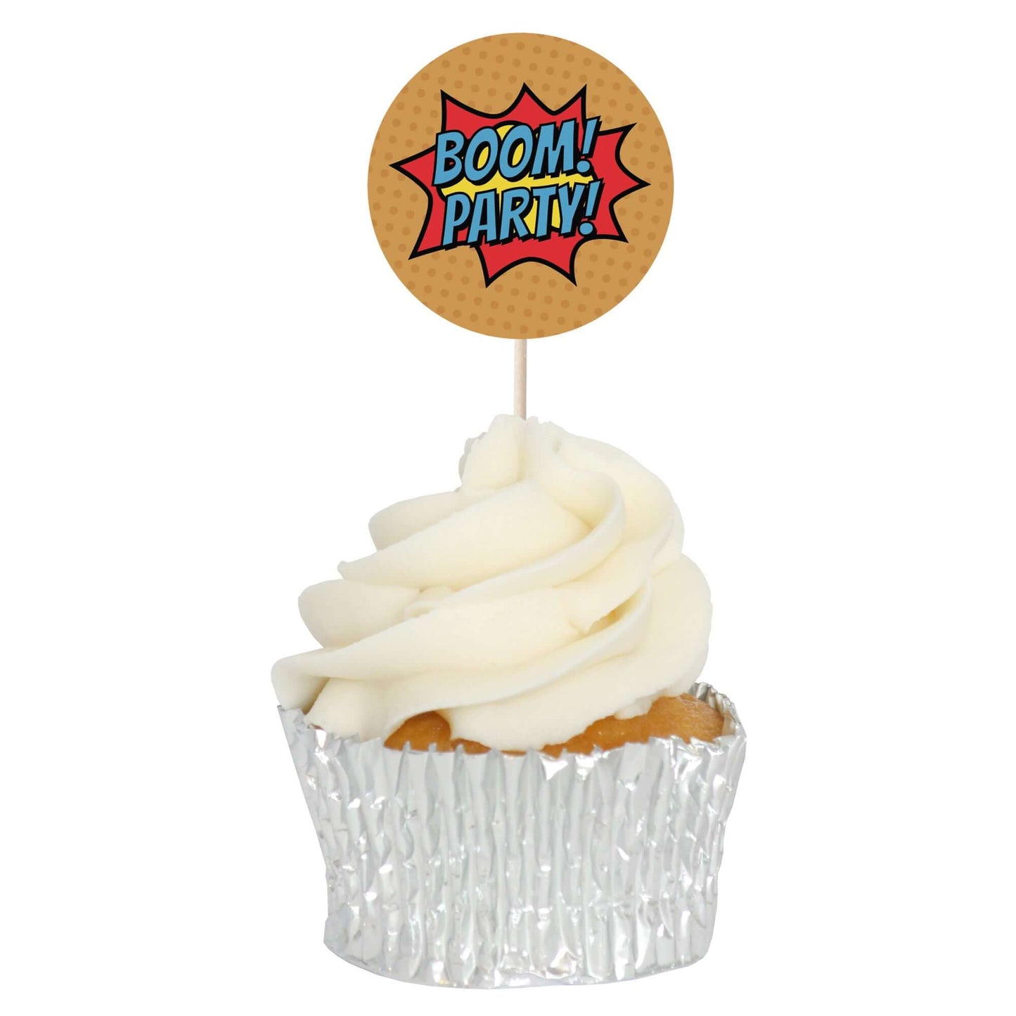Superhero Comic Book Cupcake Toppers Set - 24pc - Birthday Celebration Cupcake & Cake Decorations