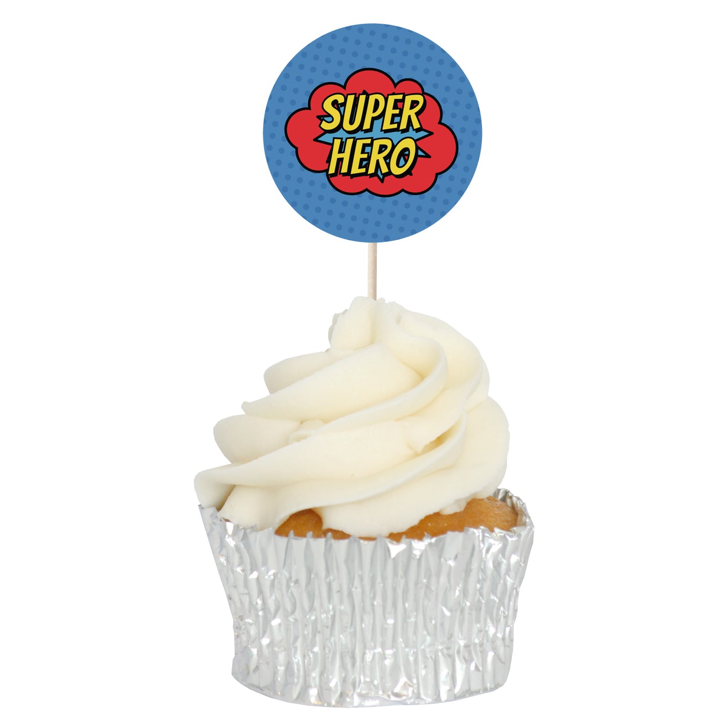 Superhero Comic Book Cupcake Toppers Set - 24pc - Birthday Celebration Cupcake & Cake Decorations
