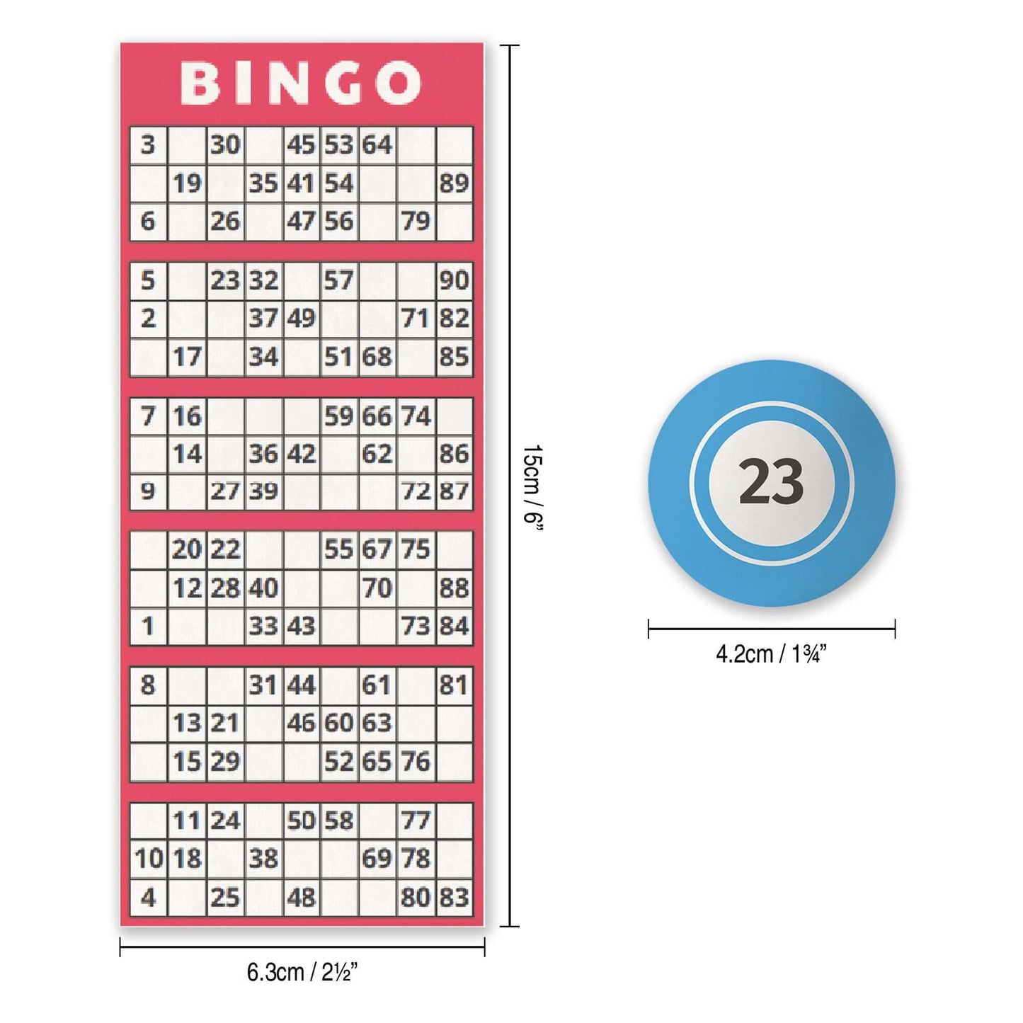 Edible wafer paper fake bingo ticket card and bingo ball decoration, perfect for cakes and cupcakes.