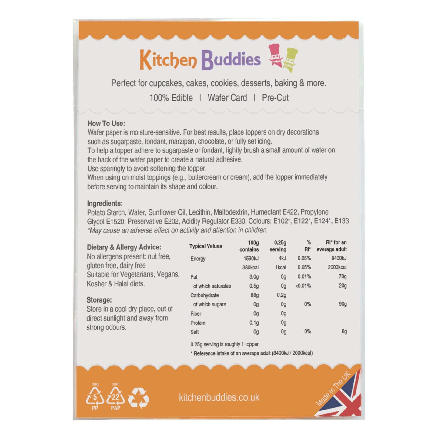 Instructions for using gender reveal cupcake toppers made of 100% edible wafer paper. Perfect for decorating desserts.