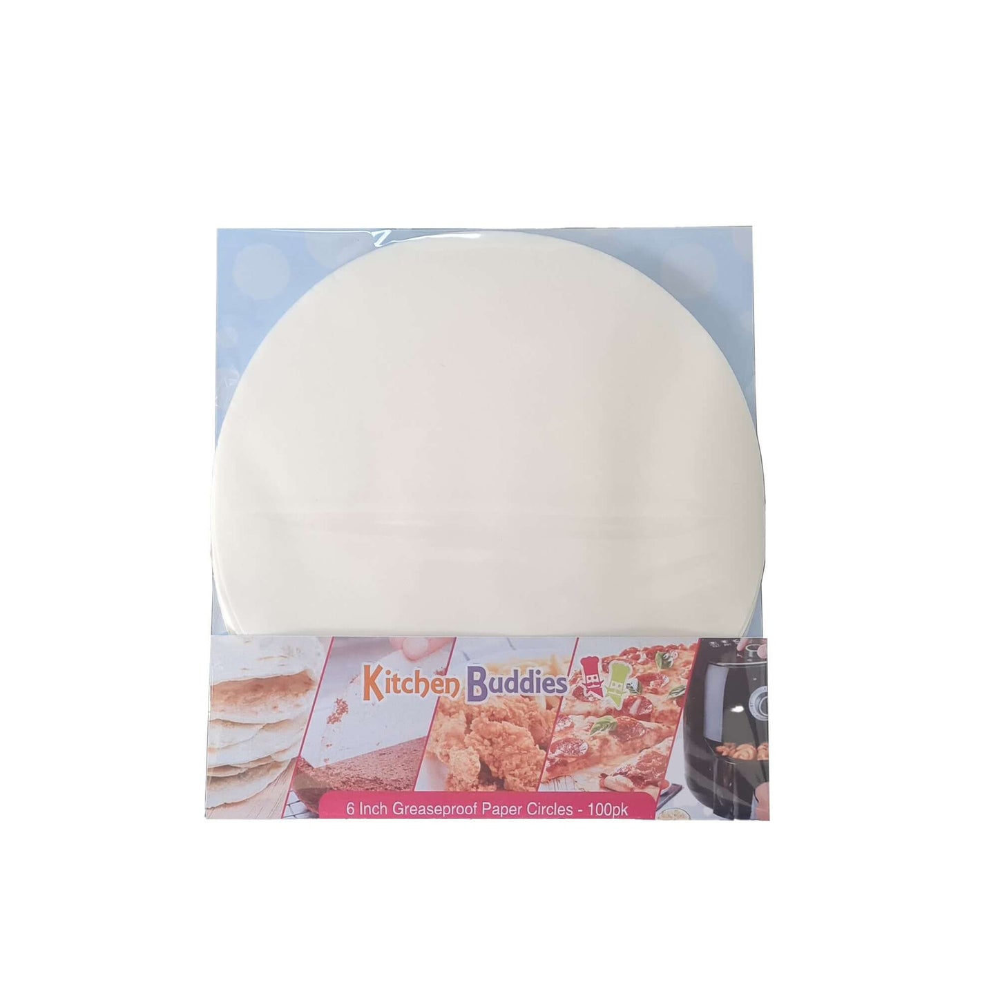 Greaseproof 6 inch parchment circles for baking, perfect for lining round cake tins and preventing food from sticking.