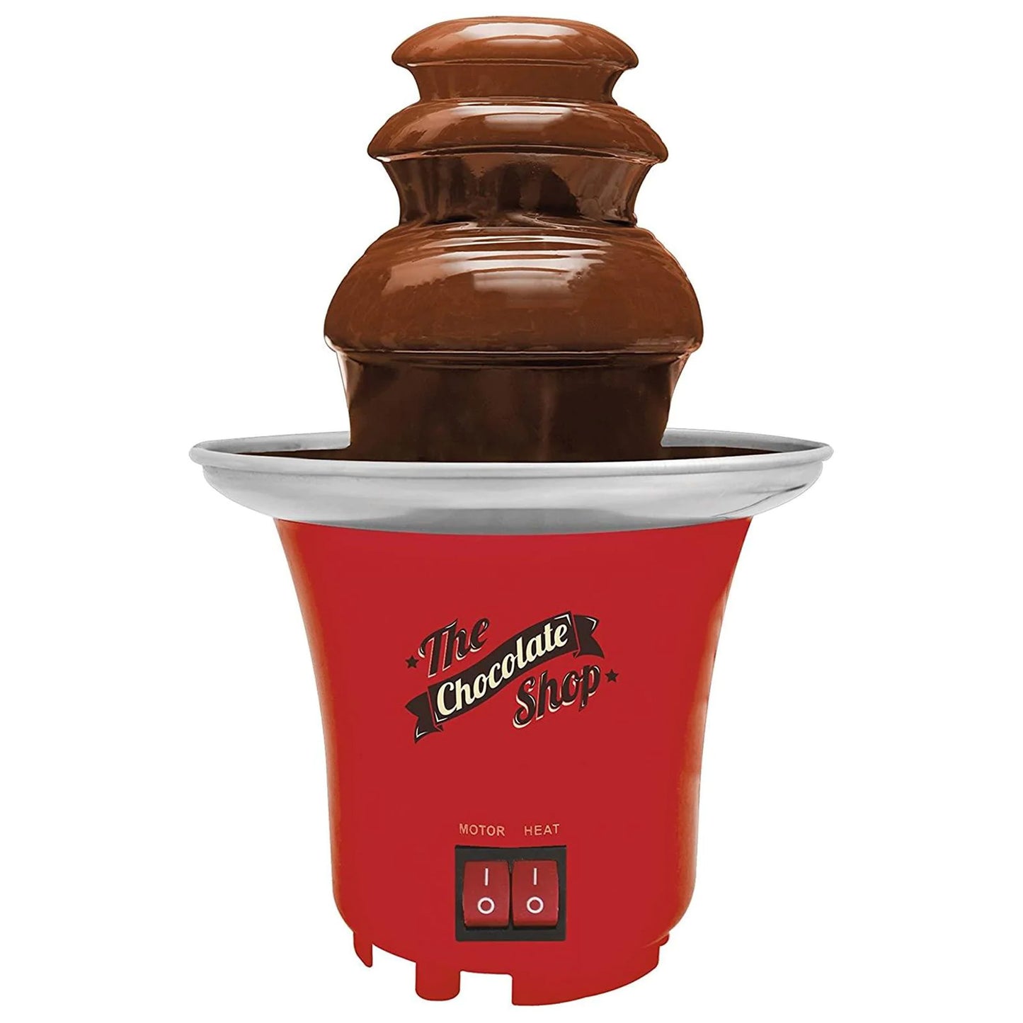Global Gizmos Chocolate Fountain Table Top Machine Party Food 3 Tier Cascading 22cm x 14cm 65 W Red 50990