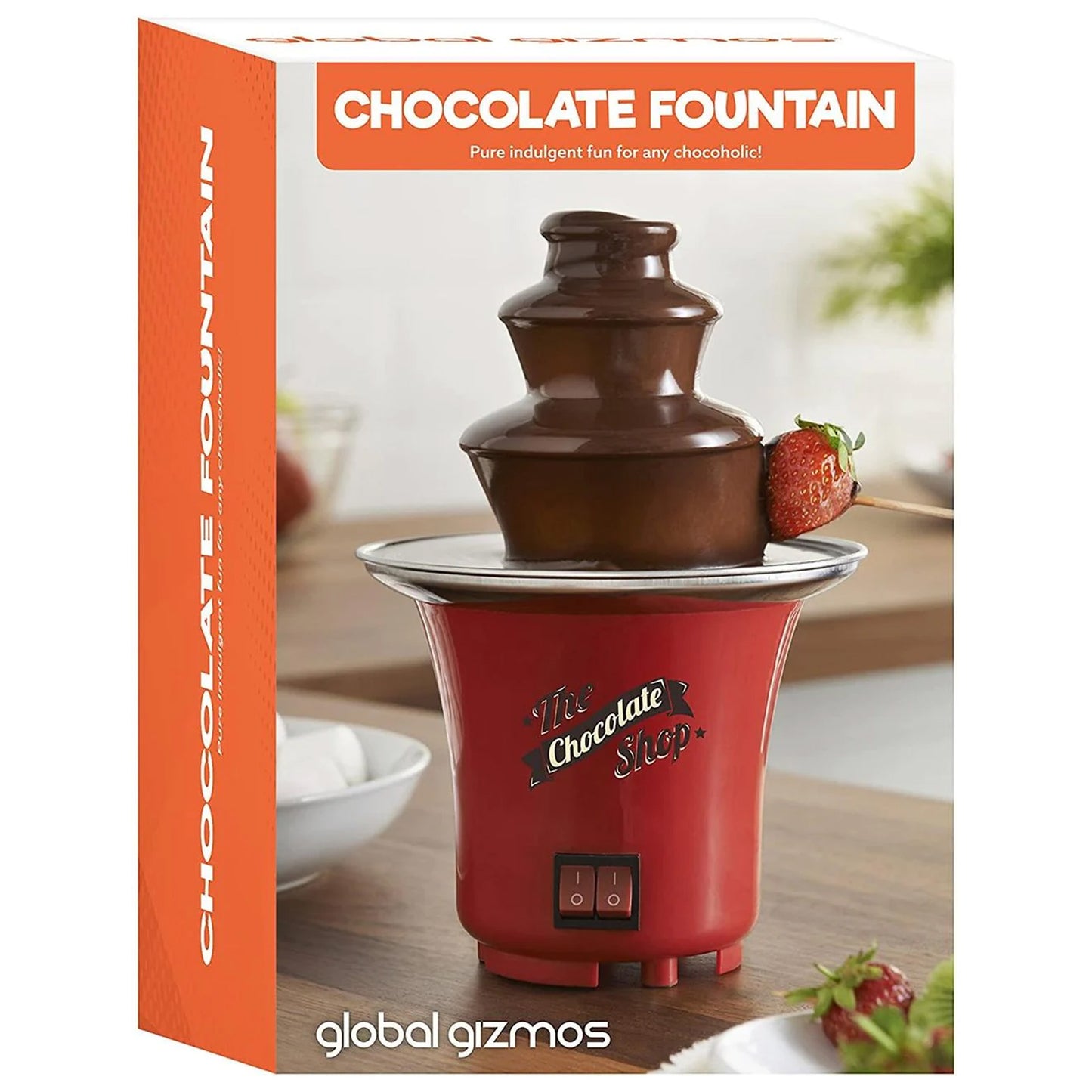 Global Gizmos Chocolate Fountain Table Top Machine Party Food 3 Tier Cascading 22cm x 14cm 65 W Red 50990