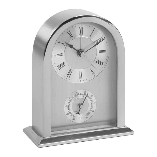 Arched Silver Aluminium Mantel Clock