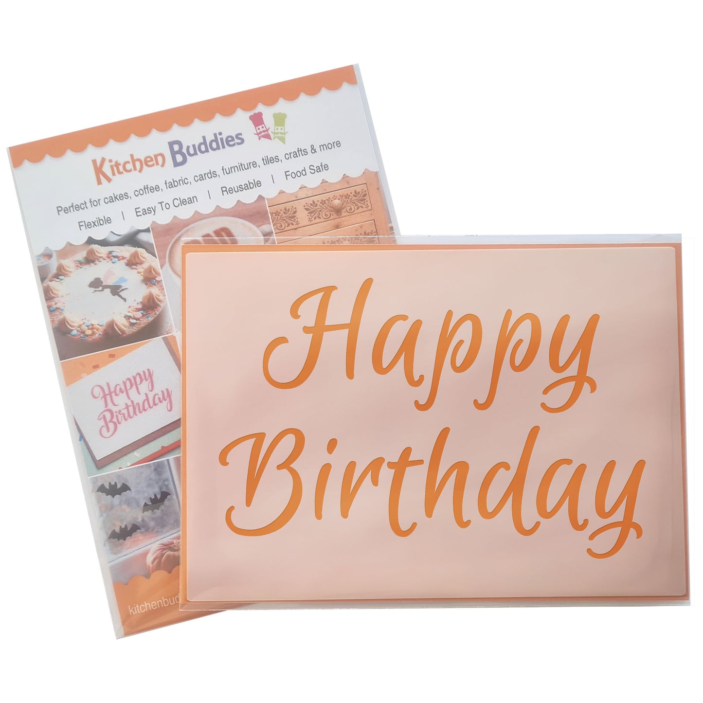 Celebration Script Message Set 1,Happy Birthday, Happy Anniversary & Congratulations, A6 Craft & Cake Decorating Stencil, Reusable Mylar for Cakes, Cards, & Crafts
