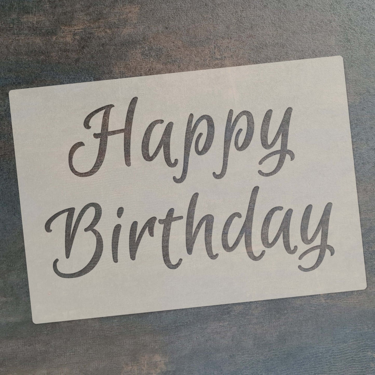 Celebration Script Message Set 1,Happy Birthday, Happy Anniversary & Congratulations, A6 Craft & Cake Decorating Stencil, Reusable Mylar for Cakes, Cards, & Crafts
