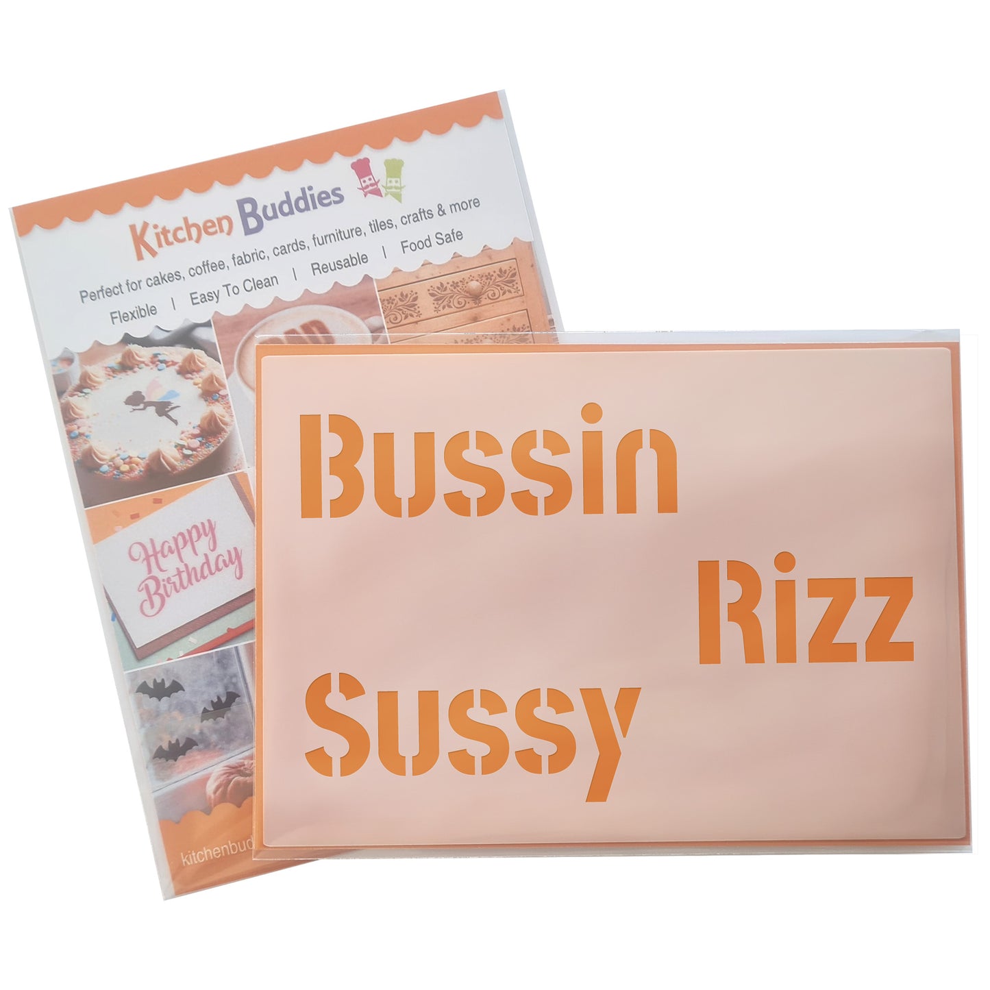 Gen Z & Gen Alpha Brain Rot Slang Stencil Set 4pc, Rizz, Skibidi, No Cap, Fire, etc, A6 Reusable Mylar Templates for Walls, Cakes, Crafts, Cards & More