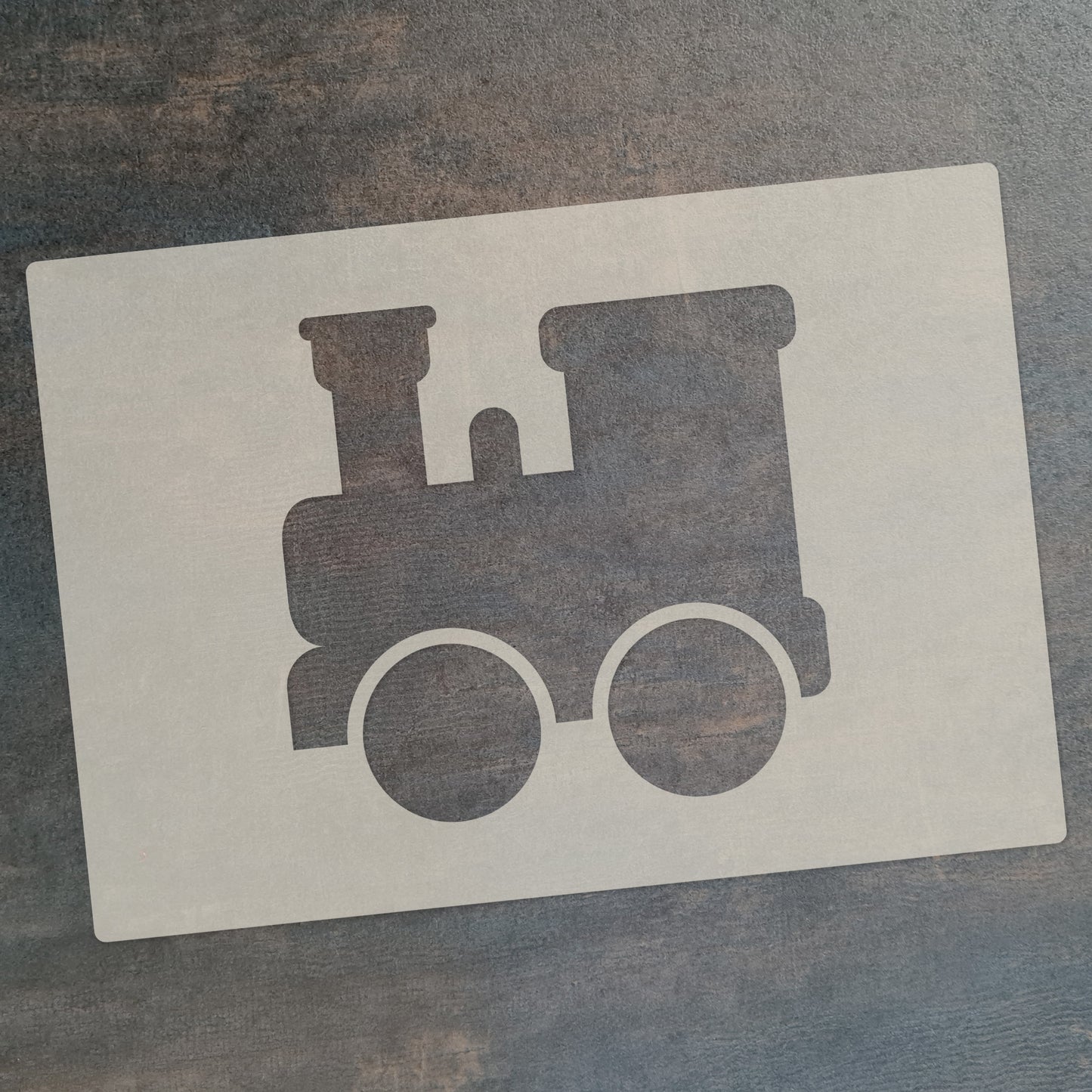 Cute Train Stencil Set 4pc, train engine, passenger carriage, hopper car, box car, A6 Reusable Mylar Templates for Walls, Cakes, Crafts, Cards & More
