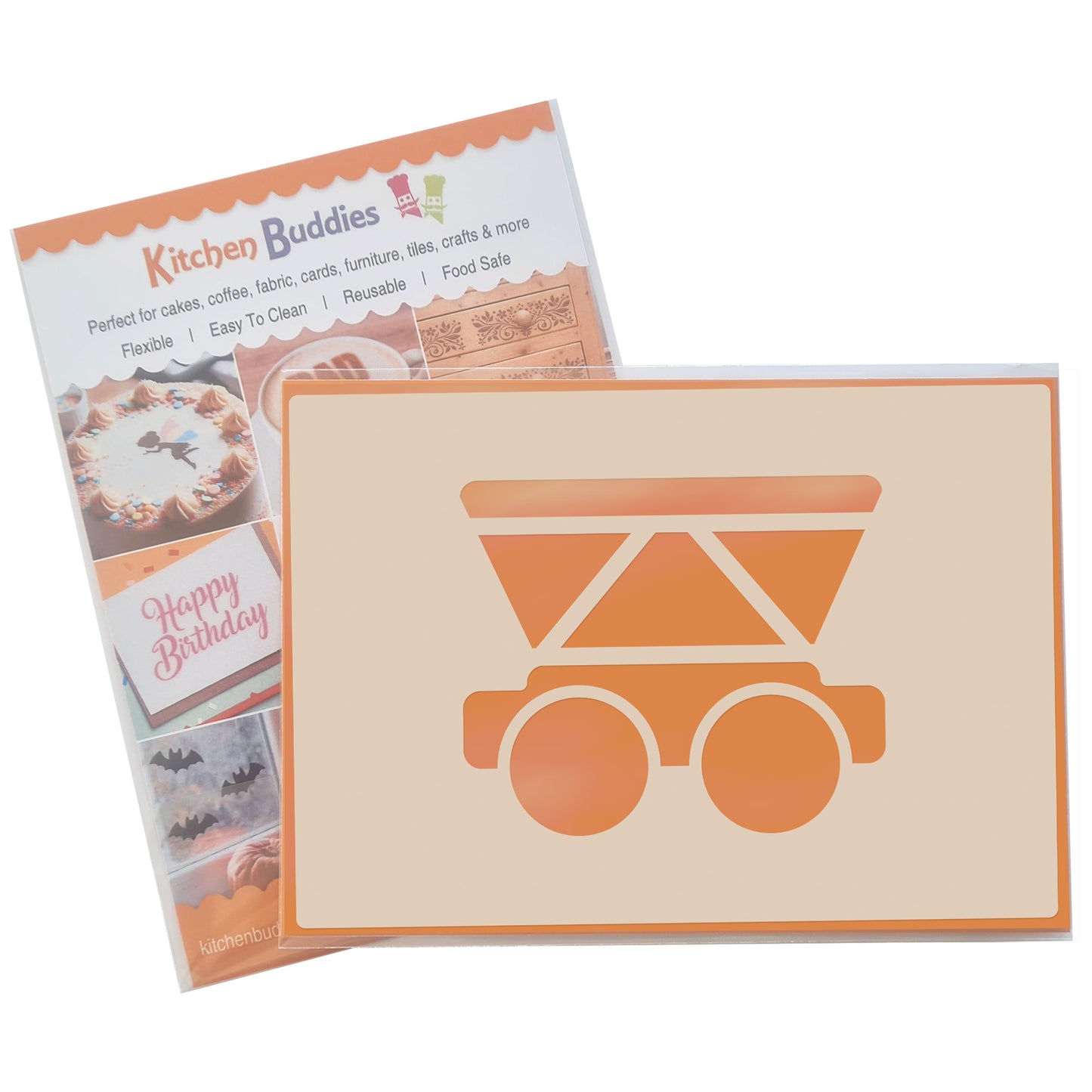 Cute Train Stencil Set 4pc, train engine, passenger carriage, hopper car, box car, A6 Reusable Mylar Templates for Walls, Cakes, Crafts, Cards & More