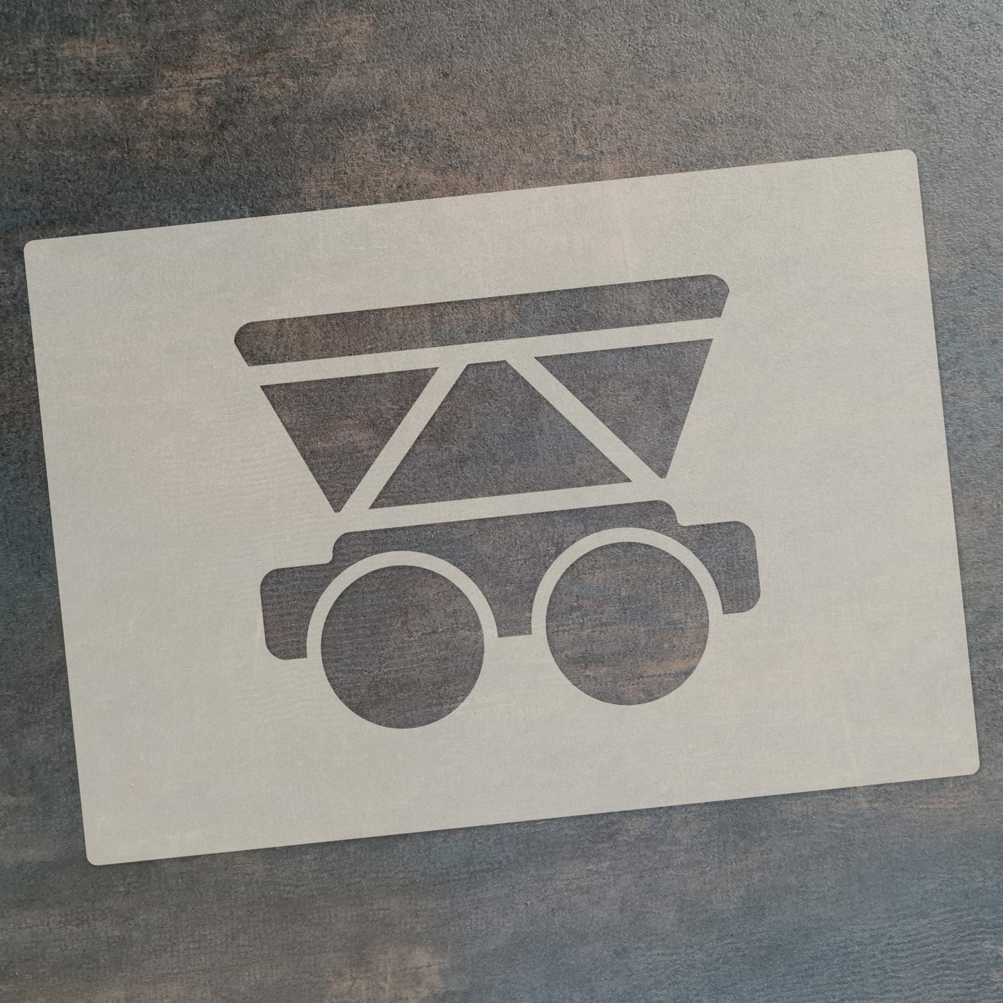 Cute Train Stencil Set 4pc, train engine, passenger carriage, hopper car, box car, A6 Reusable Mylar Templates for Walls, Cakes, Crafts, Cards & More