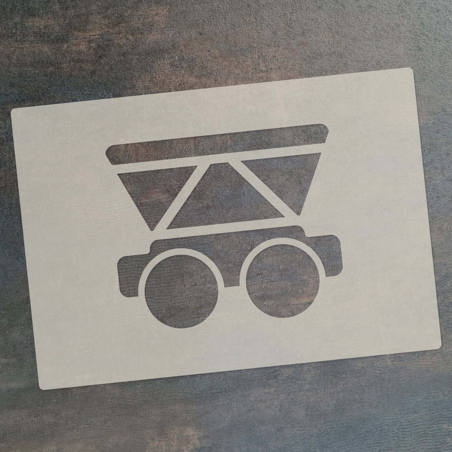 Cute Train Stencil Set 4pc, train engine, passenger carriage, hopper car, box car, A6 Reusable Mylar Templates for Walls, Cakes, Crafts, Cards & More