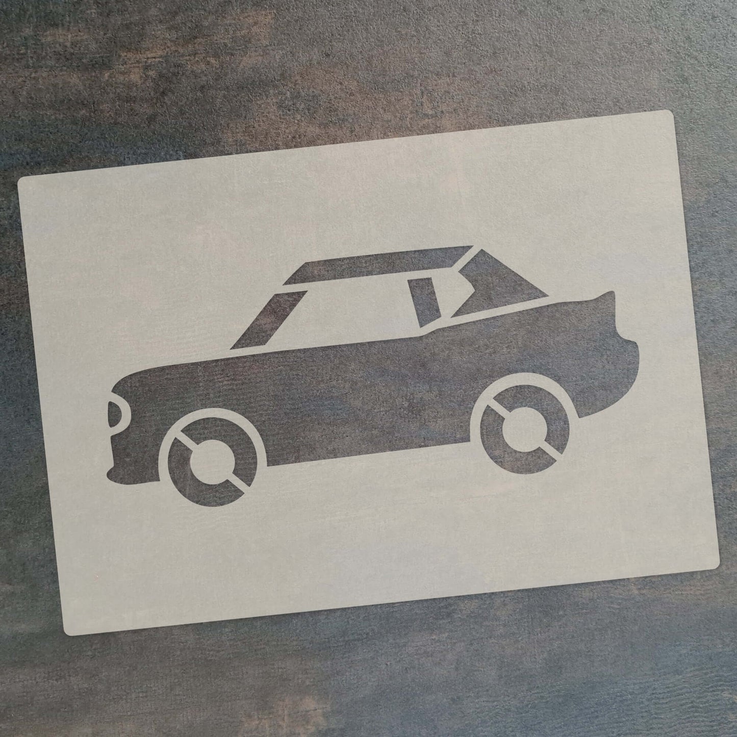 Road Car Stencil Set - A6-sized stencil featuring a silhouette of a convertible car design for crafts and decoration.