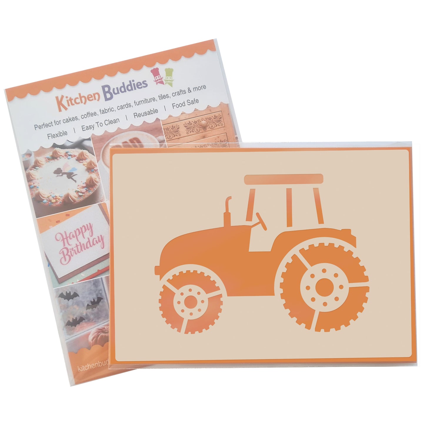 Industrial Vehicles Stencil Set tractor, digger, loader and lorry, 4pc A6 Reusable Mylar Templates for Walls, Cakes, Crafts, Cards & More
