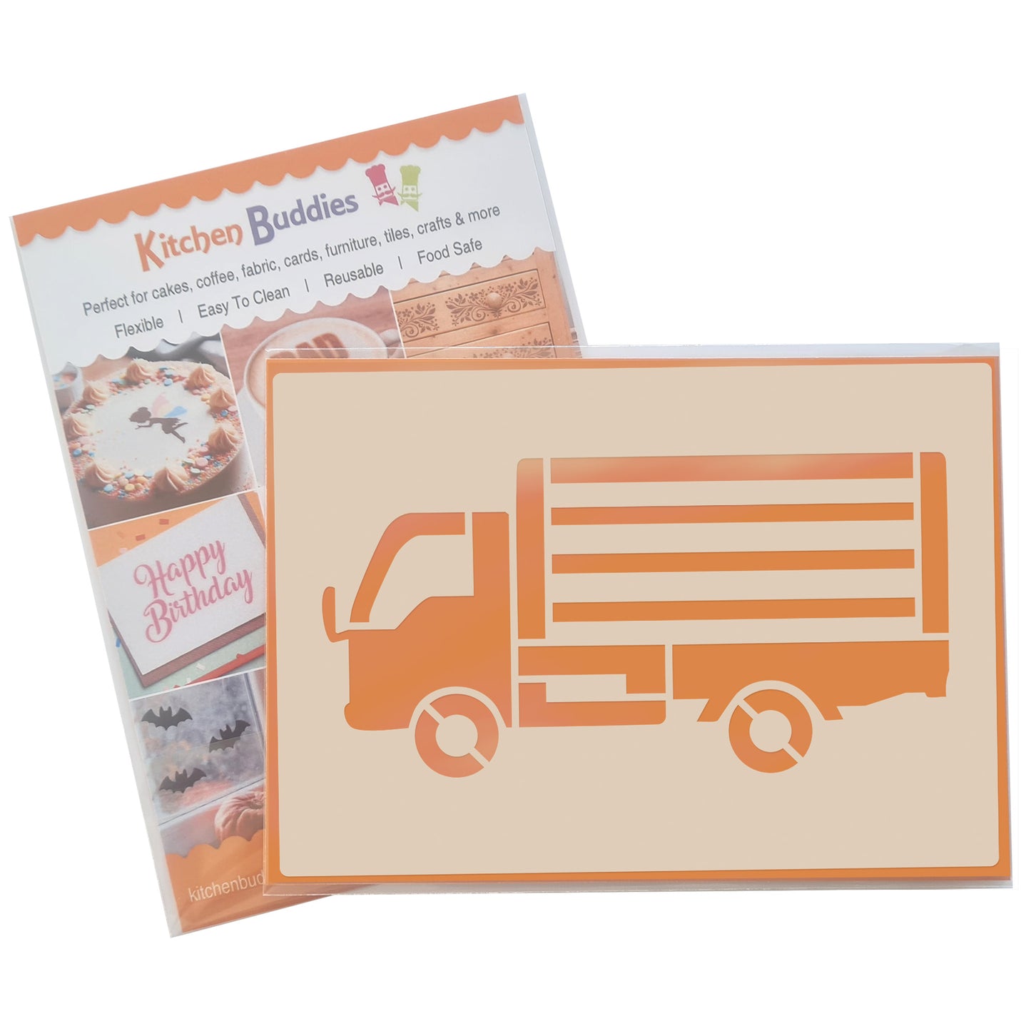 Industrial Vehicles Stencil Set tractor, digger, loader and lorry, 4pc A6 Reusable Mylar Templates for Walls, Cakes, Crafts, Cards & More