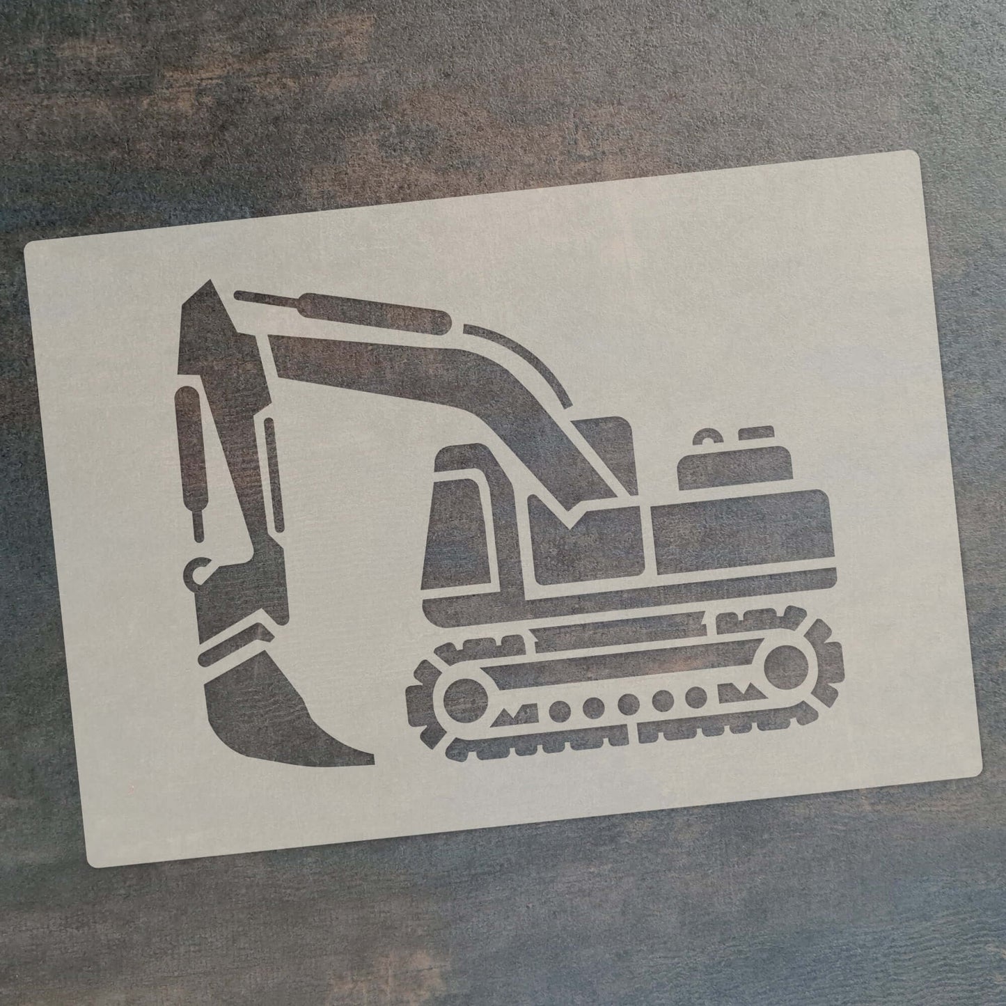 Stencil of a digger for wall art featuring intricate design, part of the stencils for wall art collection.