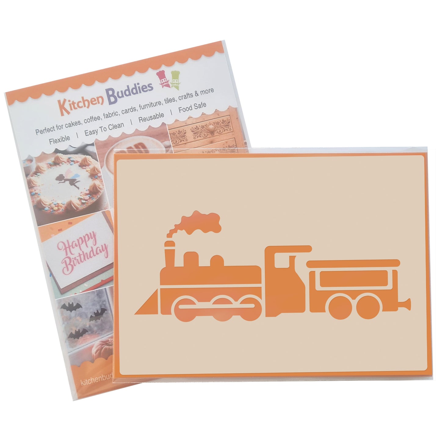 Steam Train Stencil Set – 4pc A6 Reusable Mylar Templates for Walls, Cakes, Crafts, Cards & More