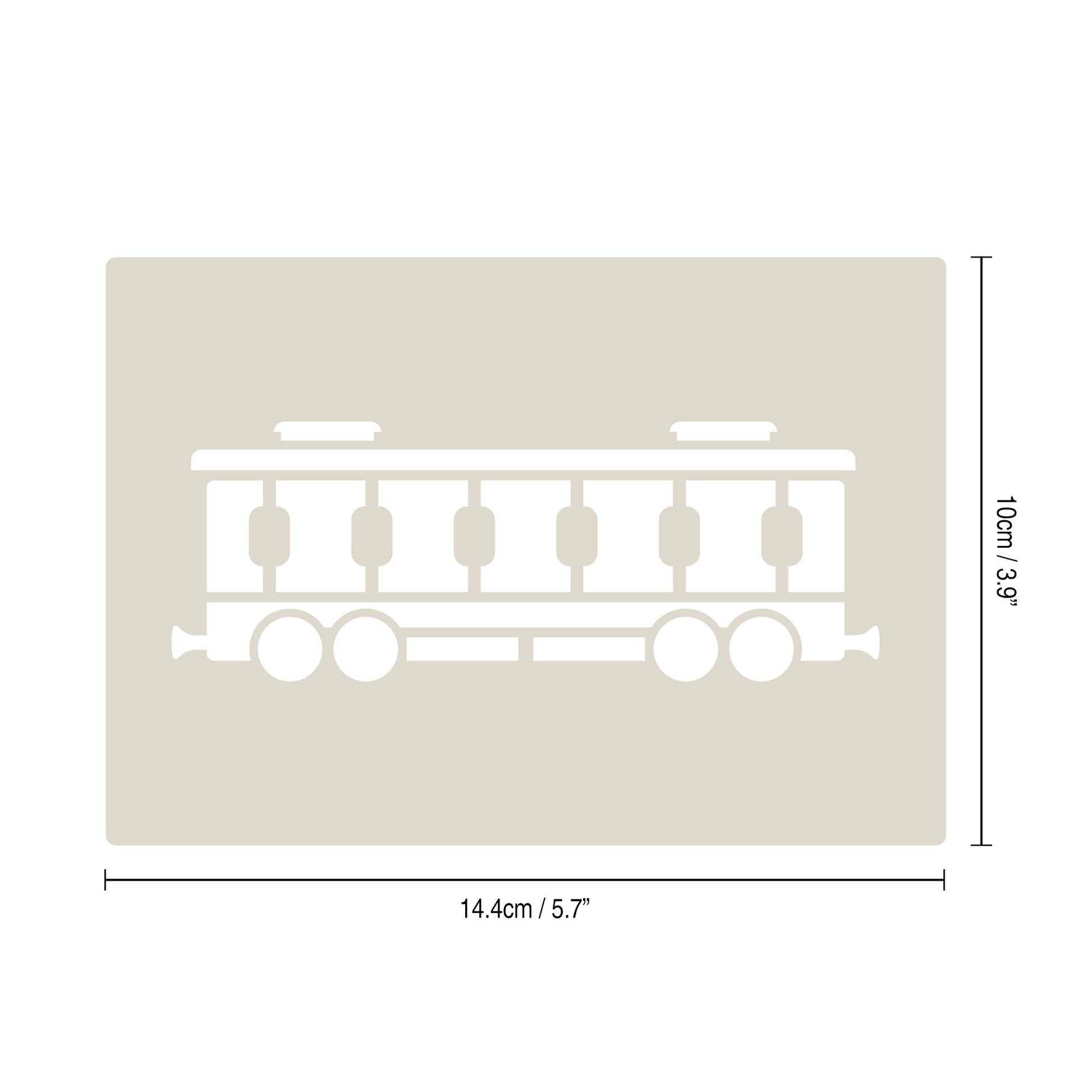 Steam Train Stencil Set – 4pc A6 stencil featuring a passenger carriage design for crafts, cakes, and wall decor.