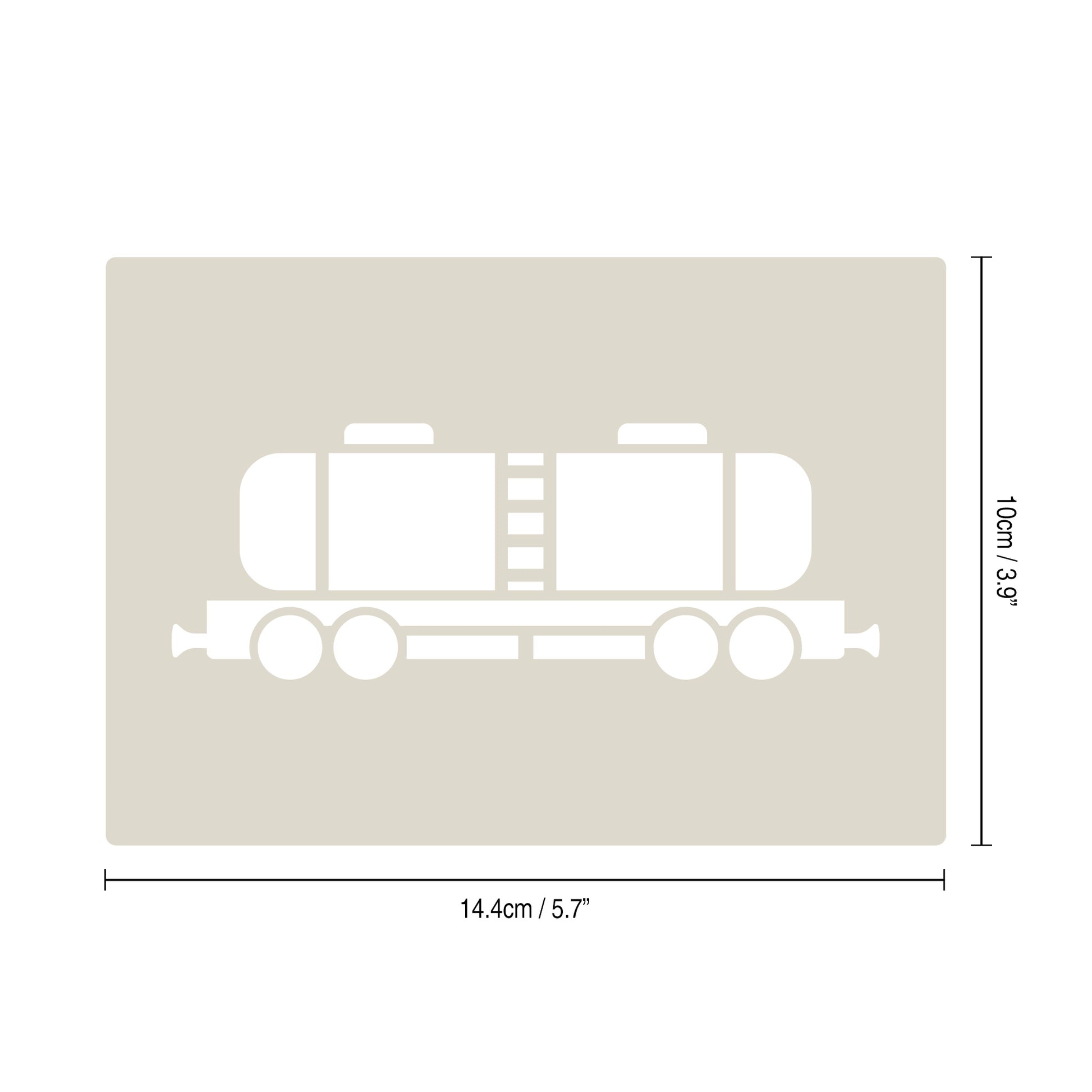 Steam Train Stencil Set A6 stencil featuring a tank car design, perfect for crafts and cake decorating.
