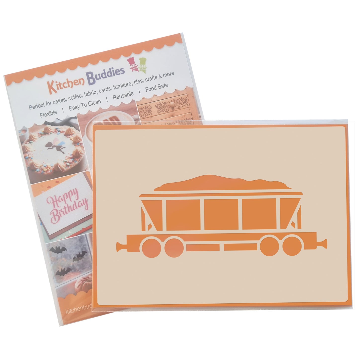 Steam Train Stencil Set – 4pc A6 Reusable Mylar Templates for Walls, Cakes, Crafts, Cards & More