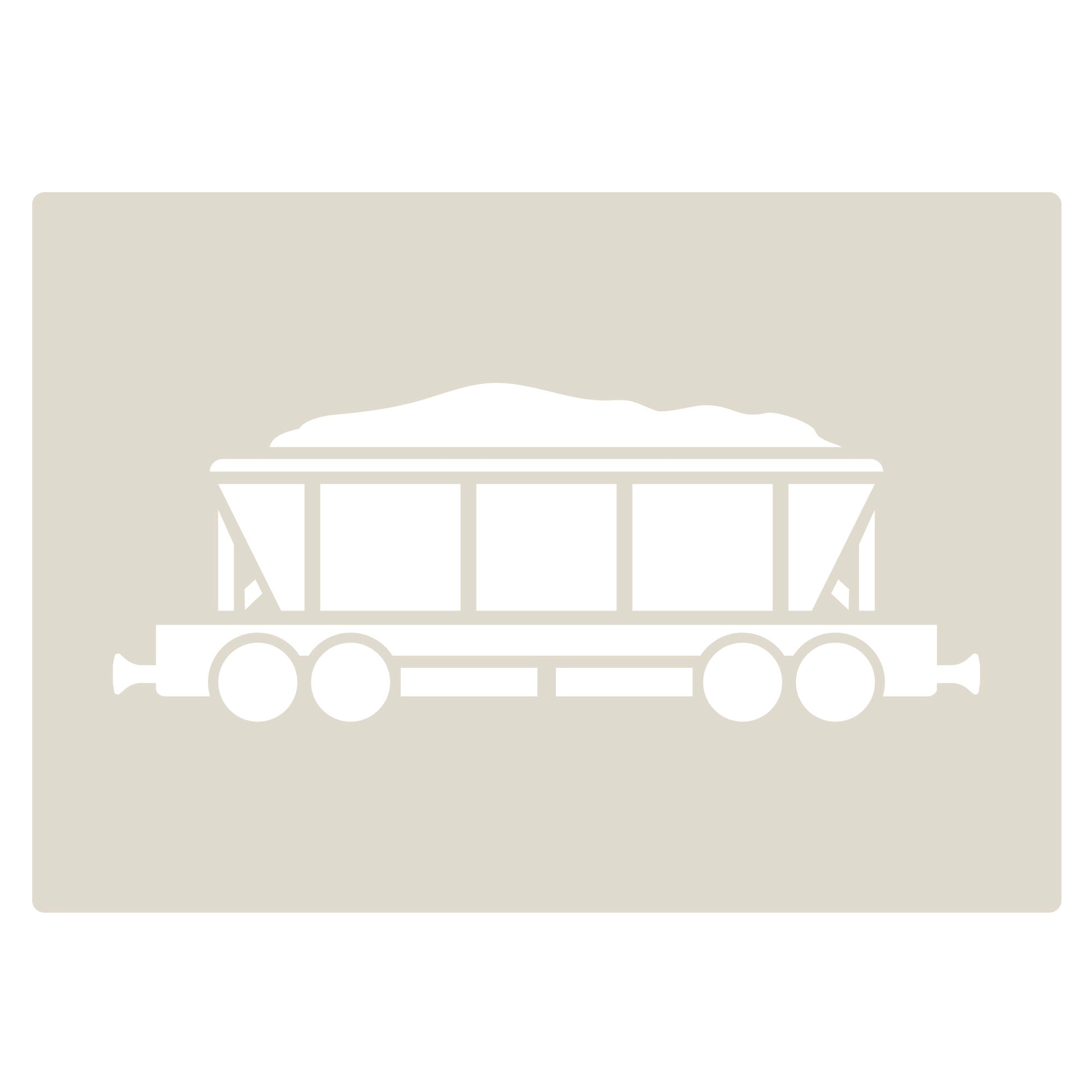 Steam train stencil set image featuring a hopper car design for crafts and cake decorating.