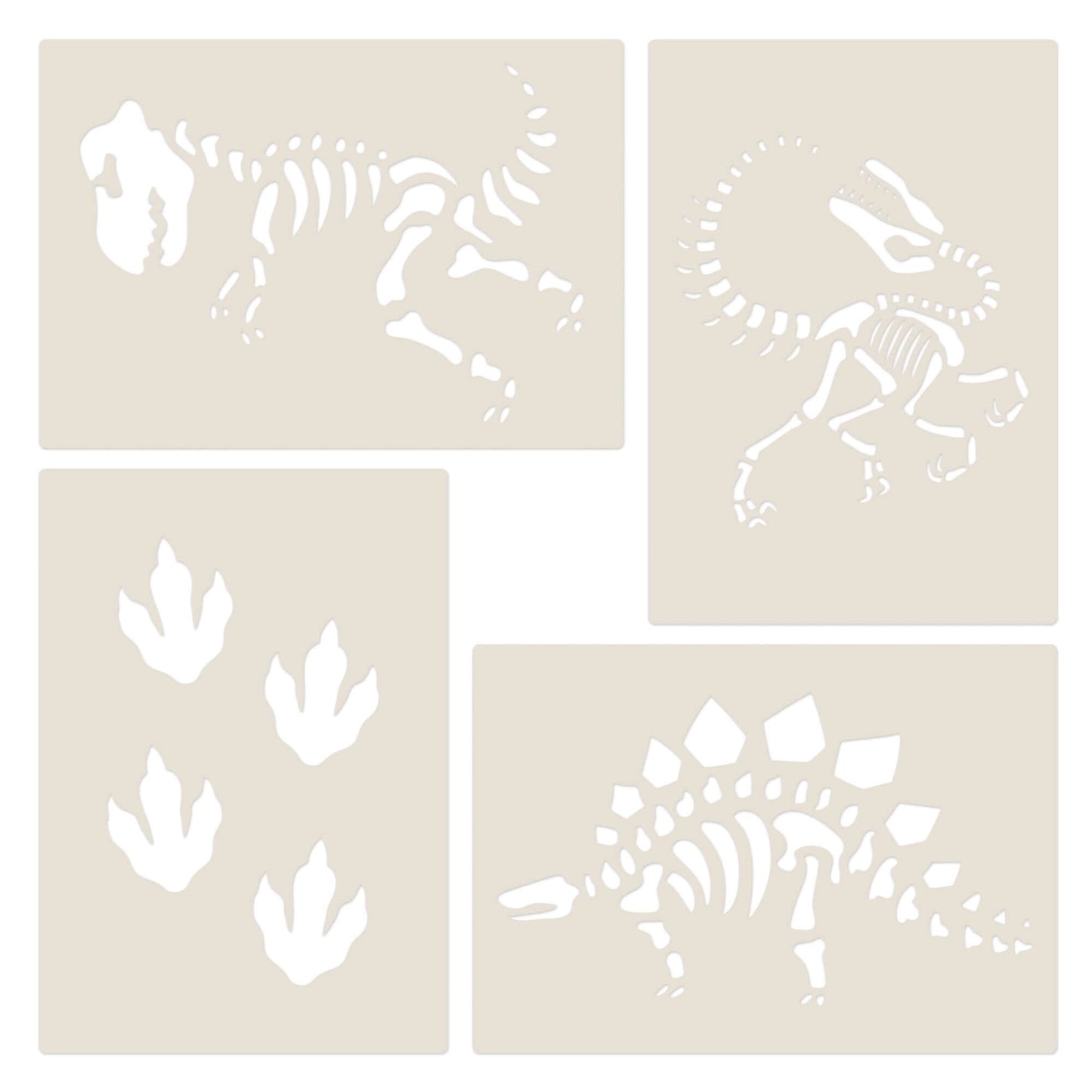 4pc Dinosaur Fossils & Footprints Stencil Set