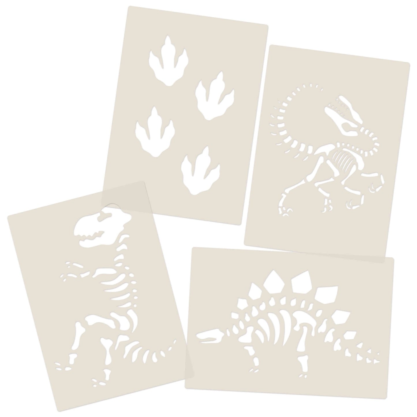 4pc Dinosaur Fossils & Footprints Stencil Set