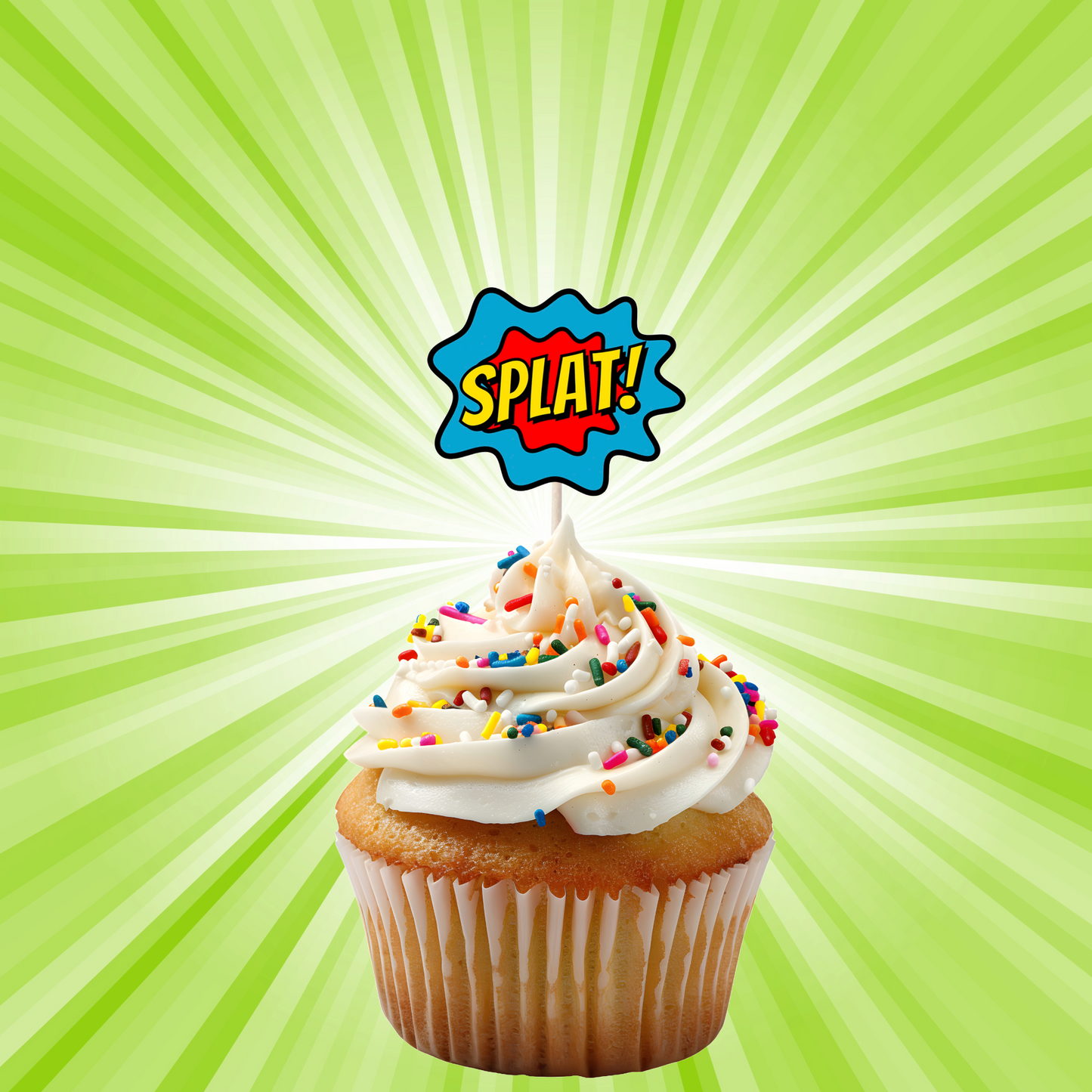 Superhero Comic Book Cupcake Toppers Set - 24pc - Birthday Celebration Cupcake & Cake Decorations