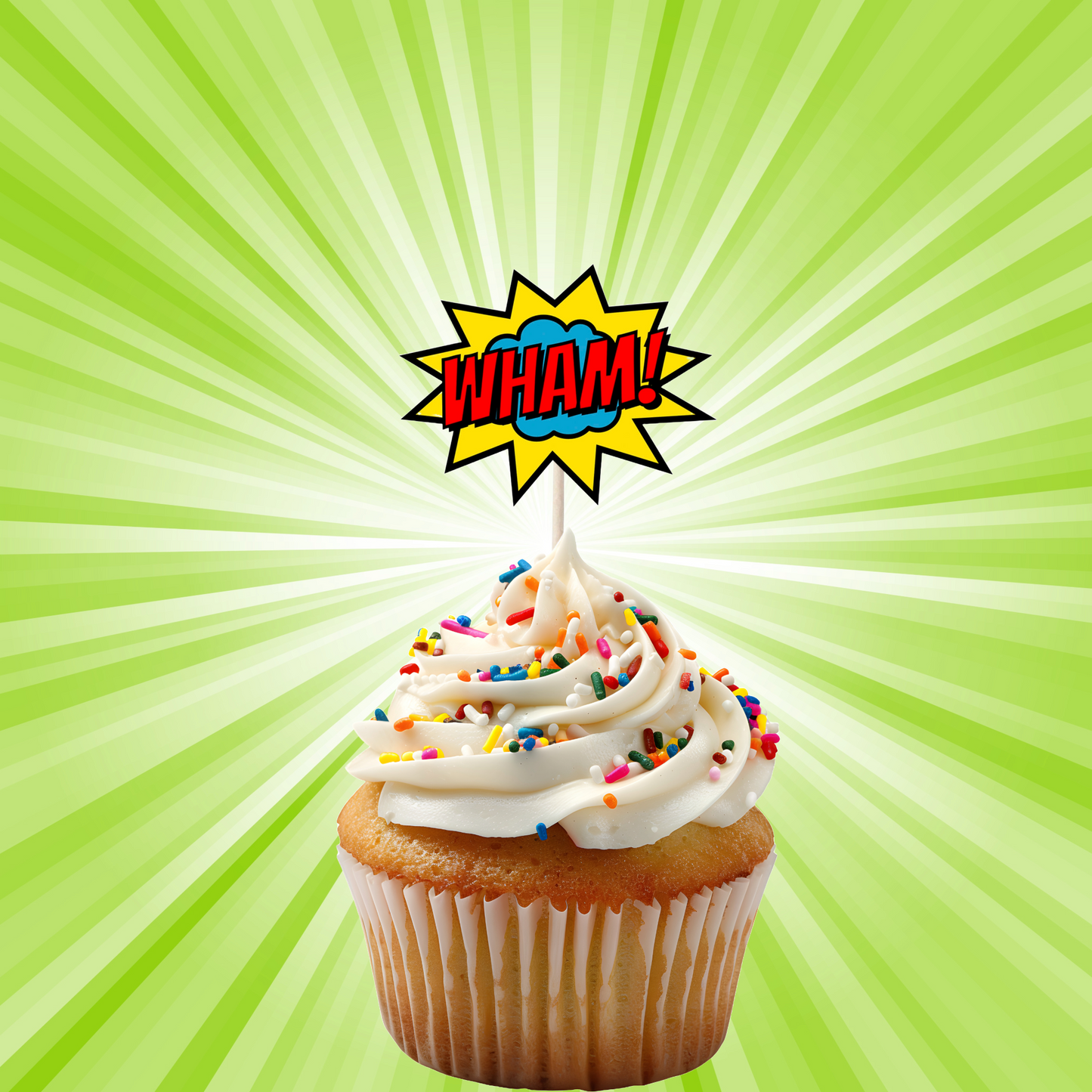 Superhero Comic Book Cupcake Toppers Set - 24pc - Birthday Celebration Cupcake & Cake Decorations