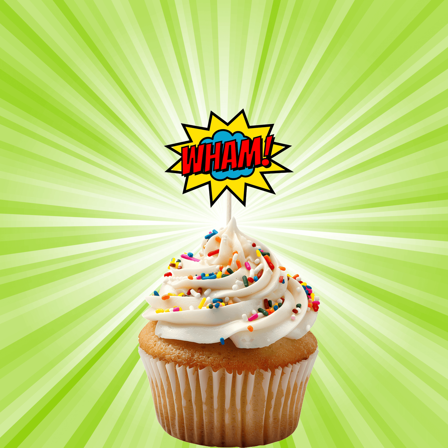Superhero Comic Book Cupcake Toppers Set - 24pc - Birthday Celebration Cupcake & Cake Decorations