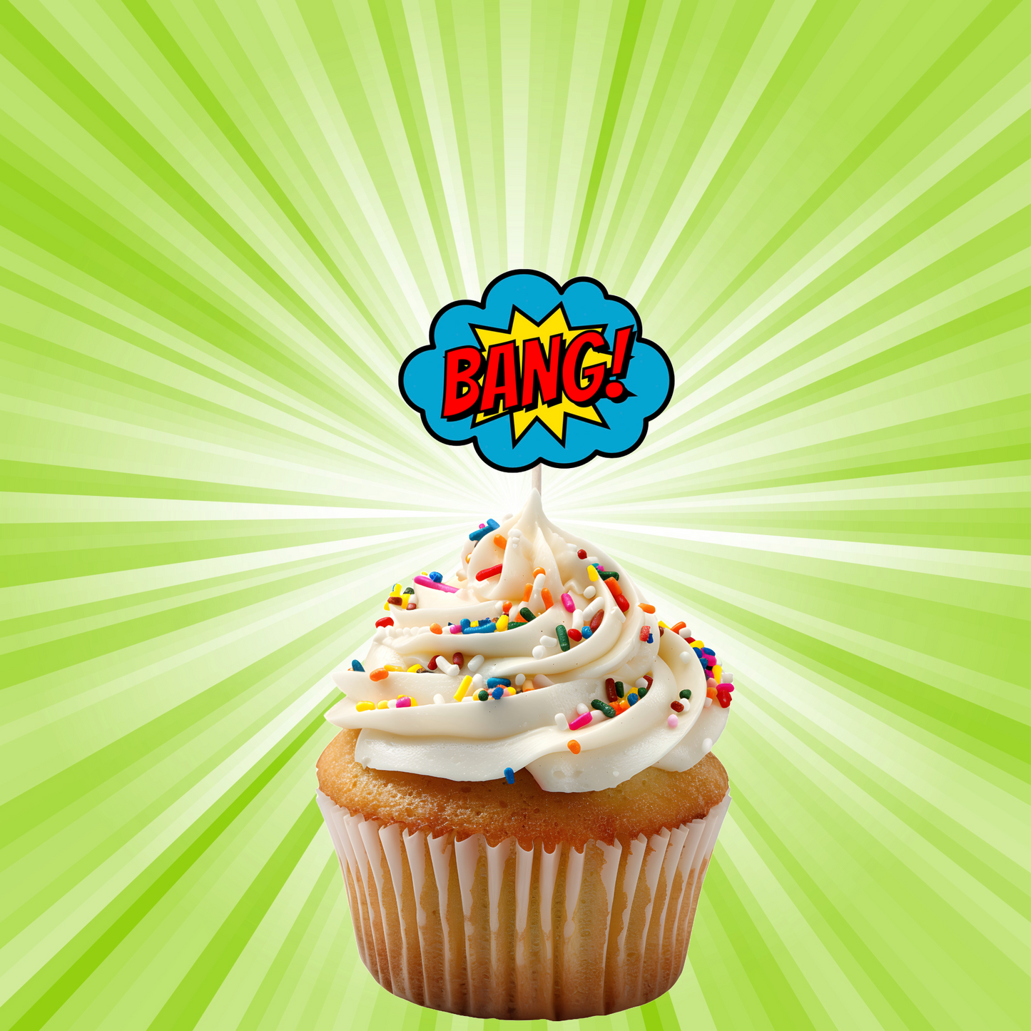 Superhero Comic Book Cupcake Toppers Set - 24pc - Birthday Celebration Cupcake & Cake Decorations