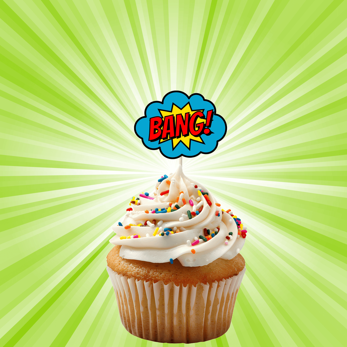 Superhero Comic Book Cupcake Toppers Set - 24pc - Birthday Celebration Cupcake & Cake Decorations