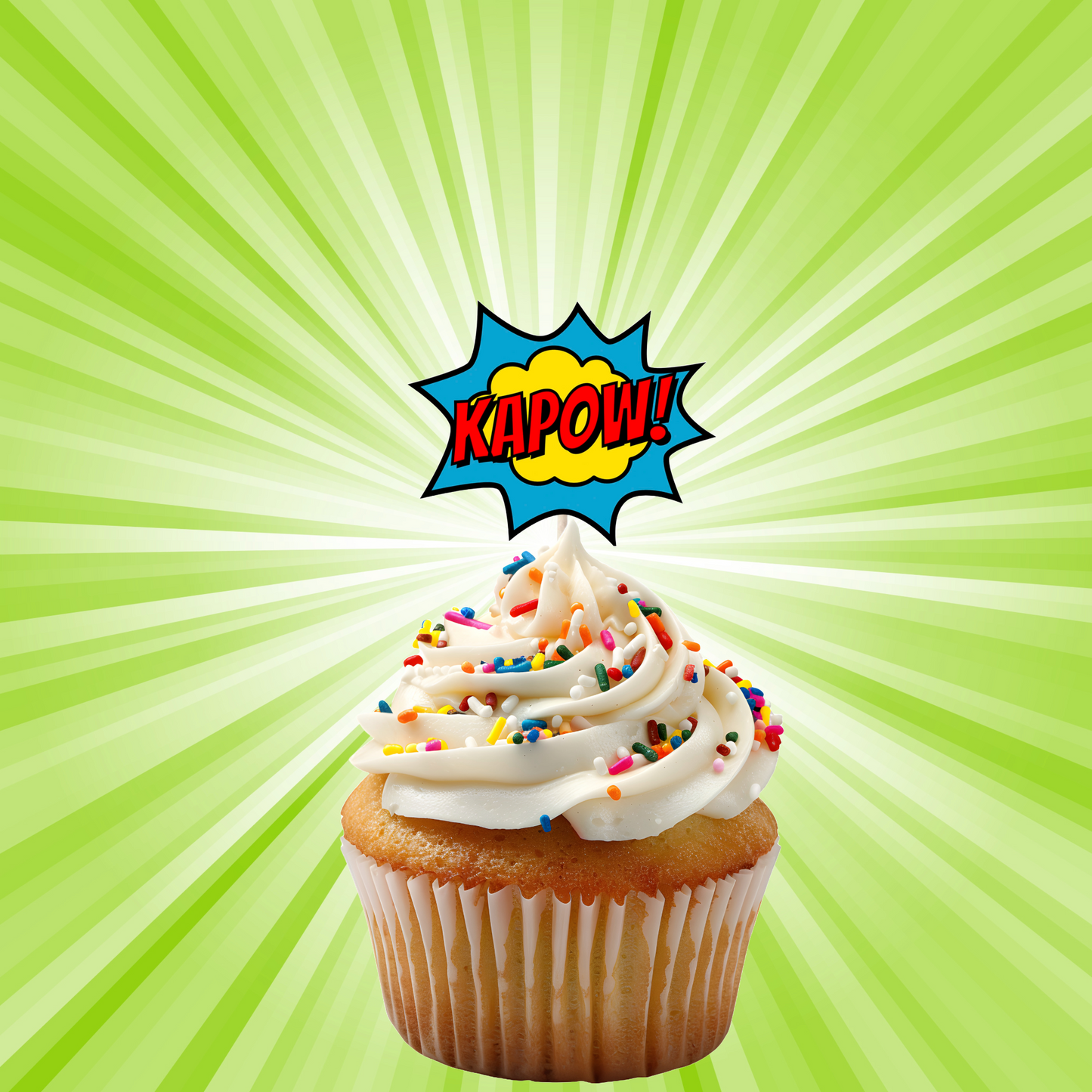 Superhero Comic Book Cupcake Toppers Set - 24pc - Birthday Celebration Cupcake & Cake Decorations