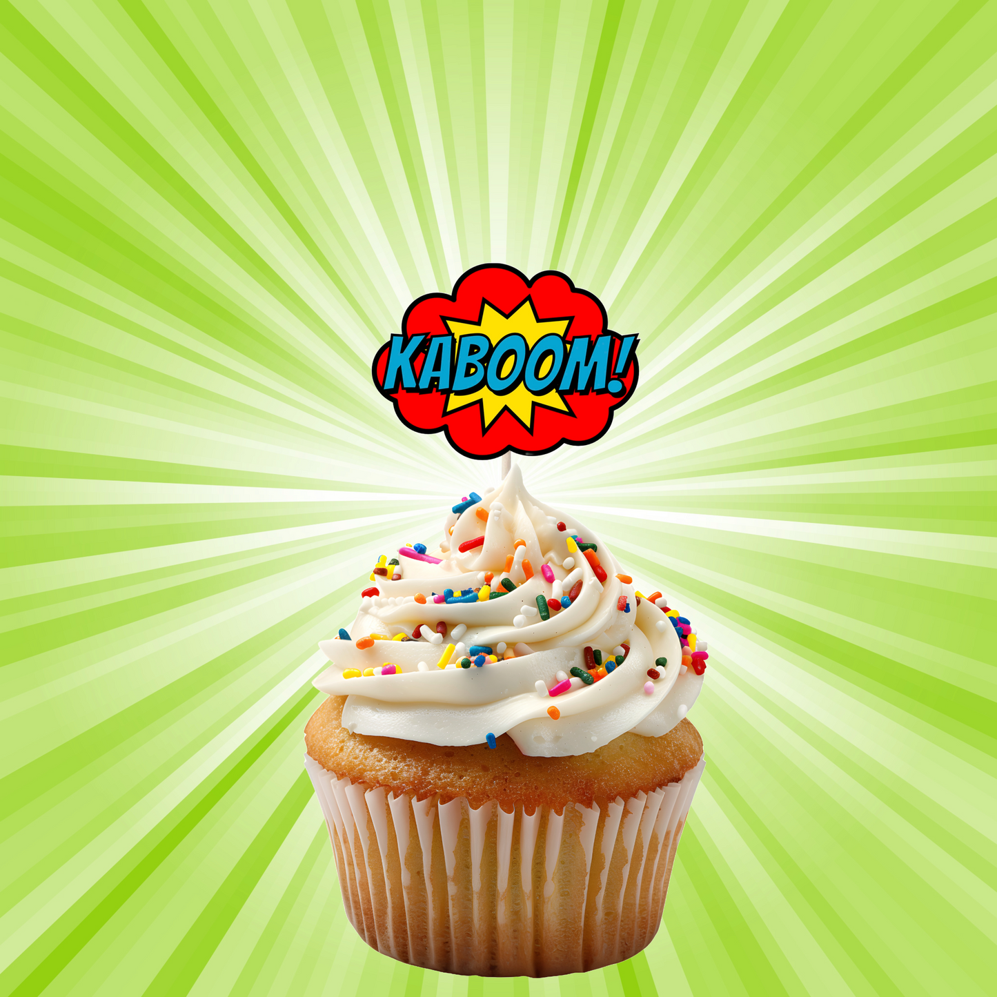Superhero Comic Book Cupcake Toppers Set - 24pc - Birthday Celebration Cupcake & Cake Decorations