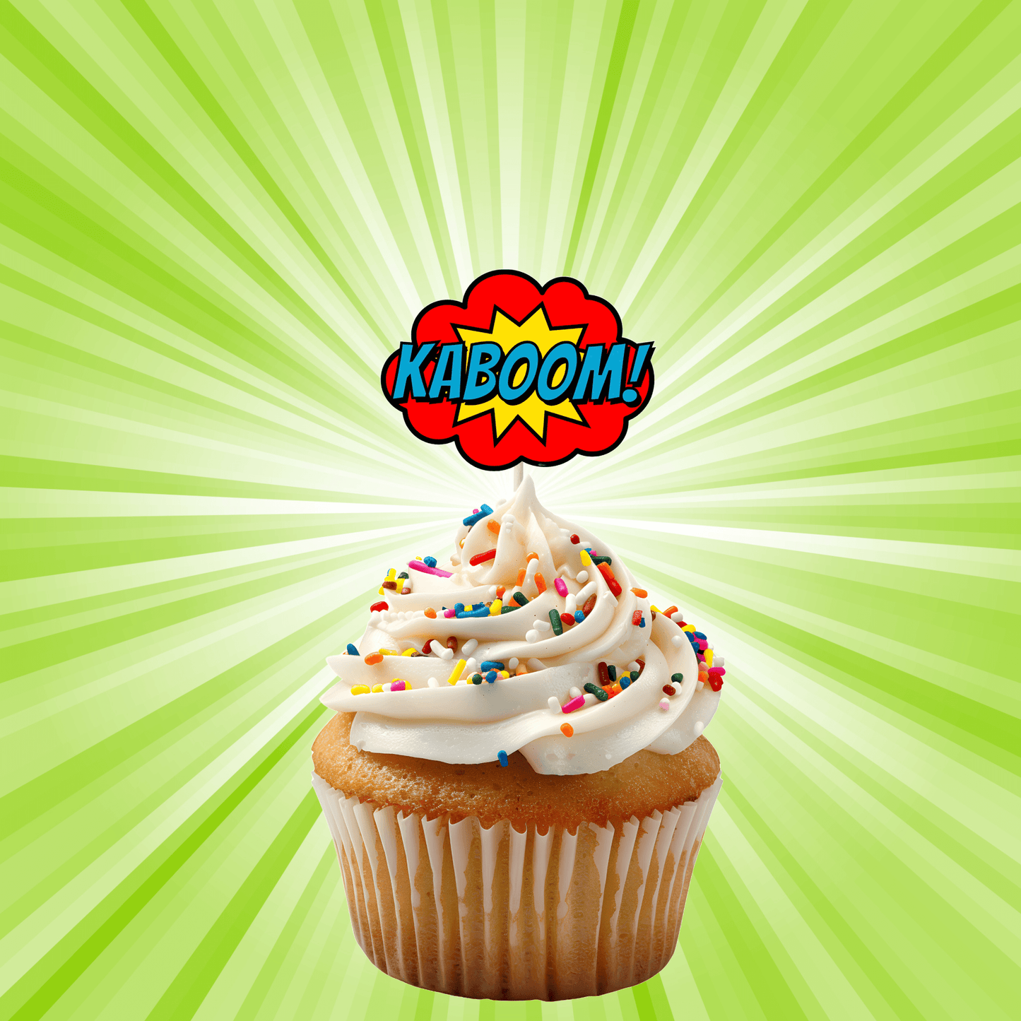 Superhero Comic Book Cupcake Toppers Set - 24pc - Birthday Celebration Cupcake & Cake Decorations