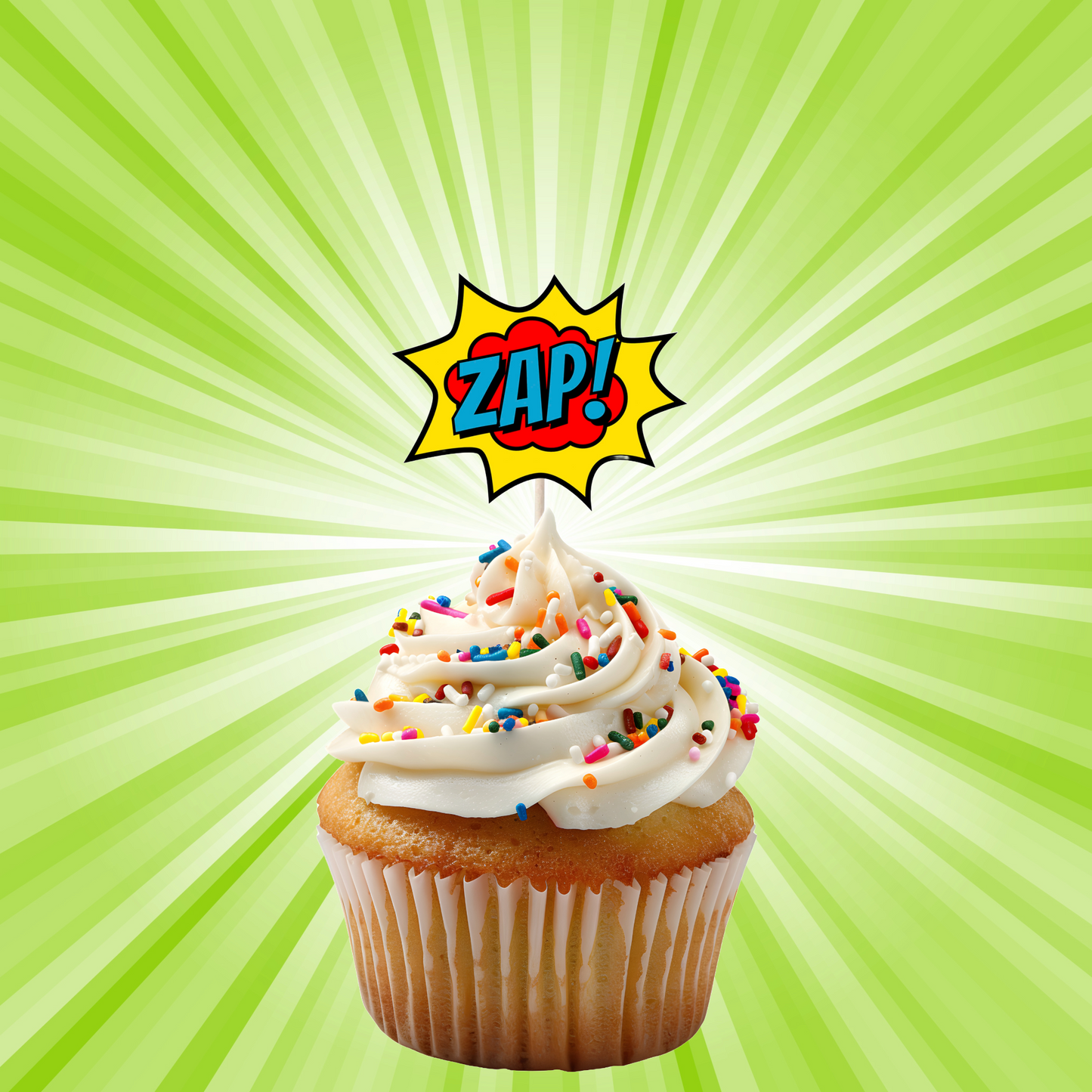 Superhero Comic Book Cupcake Toppers Set - 24pc - Birthday Celebration Cupcake & Cake Decorations