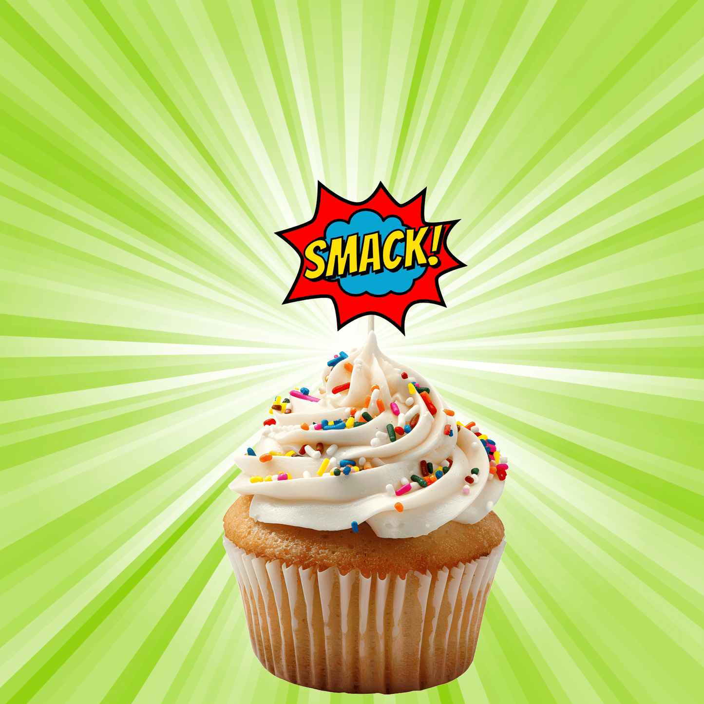 Superhero Comic Book Cupcake Toppers Set - 24pc - Birthday Celebration Cupcake & Cake Decorations